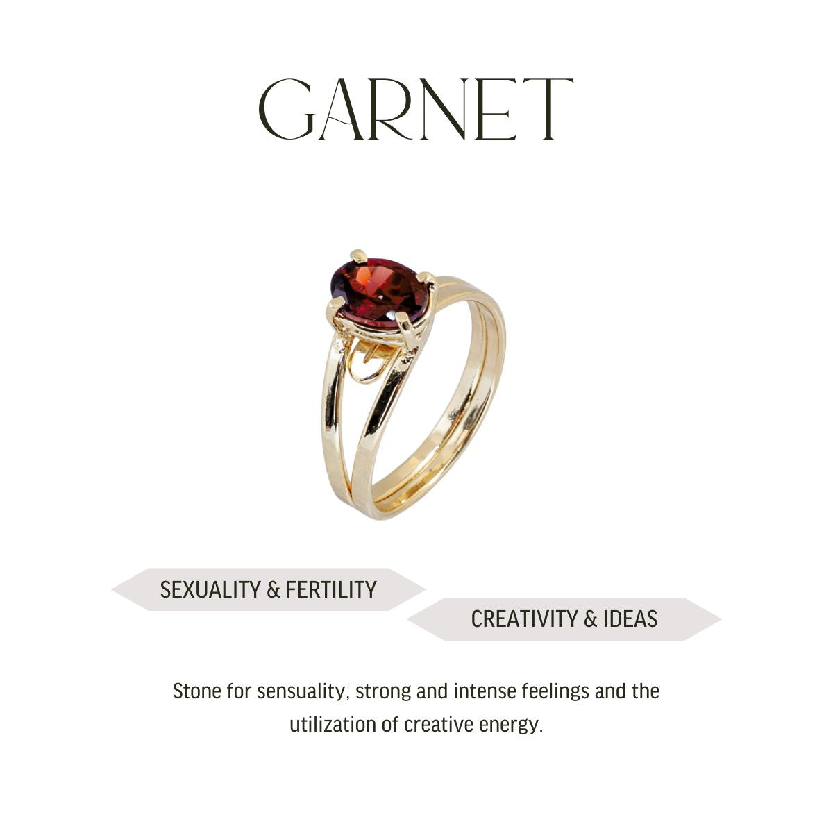 Garnet - Royal Ring - Adjustable - Gold Plated