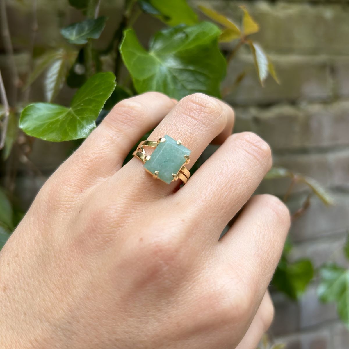 Green Quartz - Pinky Ring - Gold Plated