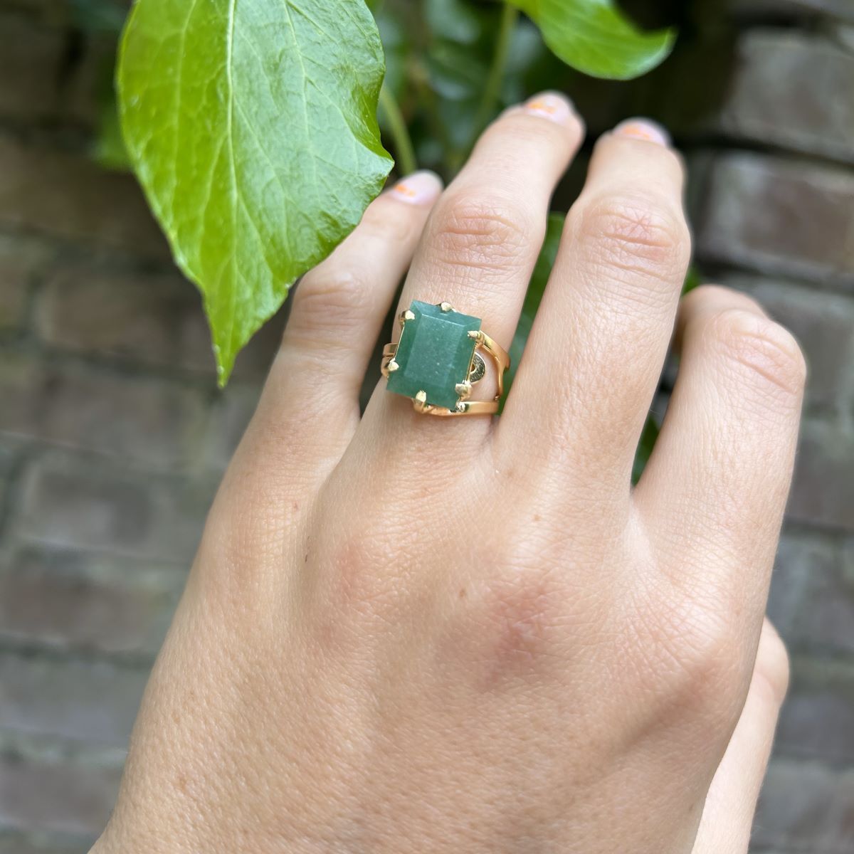 Green Quartz - Pinky Ring - Gold Plated