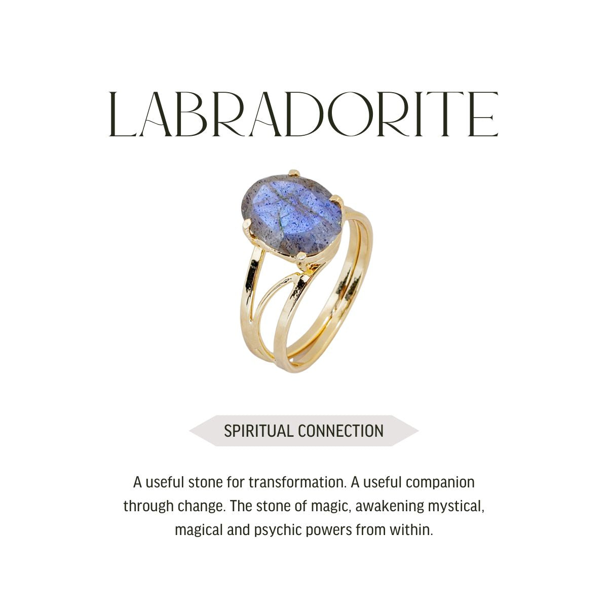 Labradorite - Royal Ring - Adjustable - Gold Plated