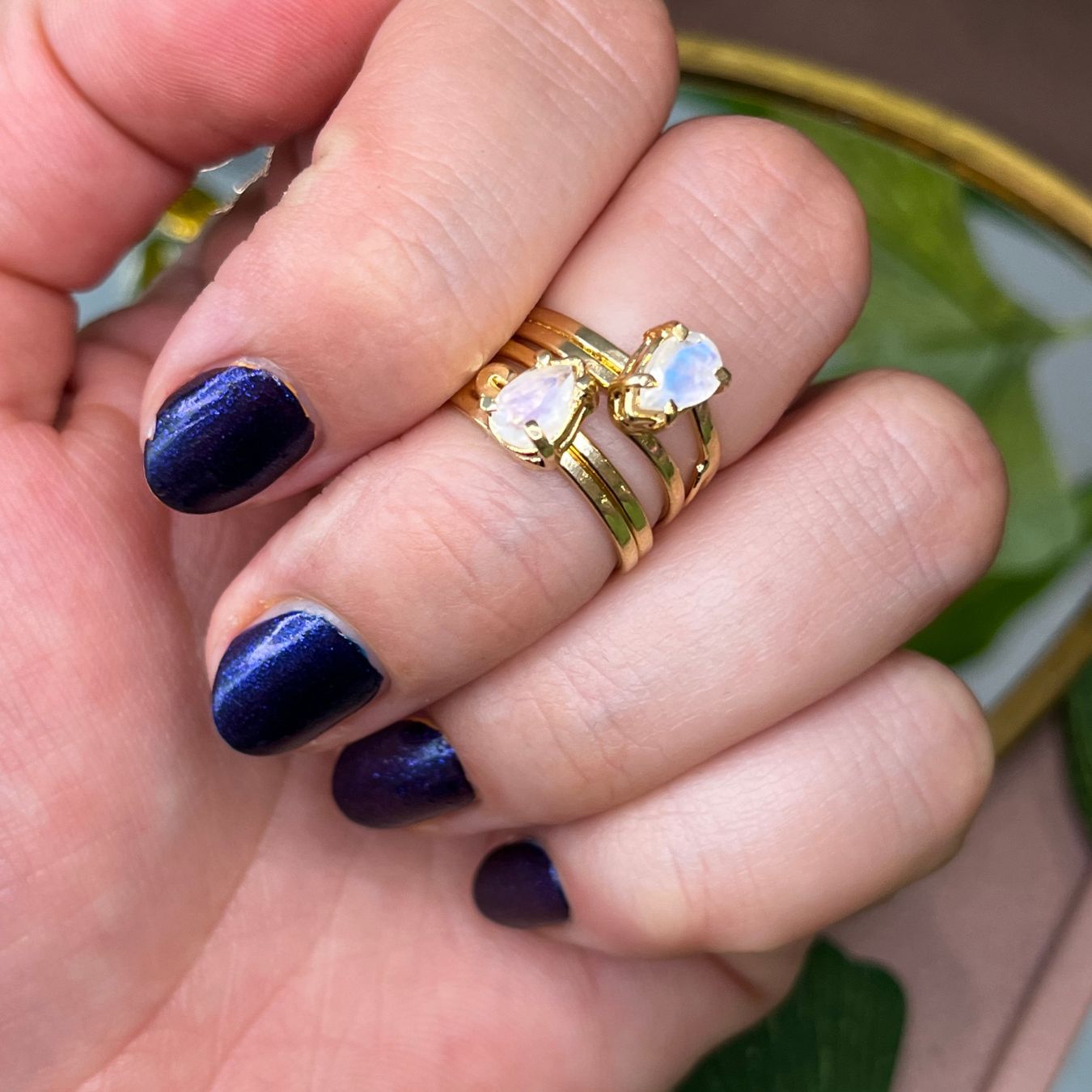 Moonstone Ring - Drop shape - Gold Plated