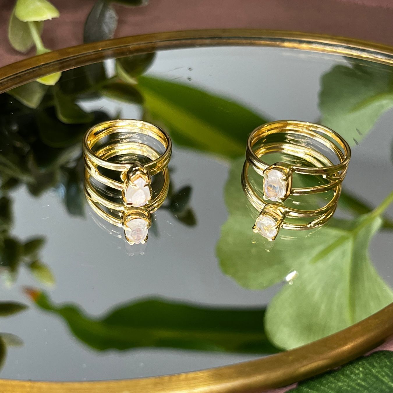 Moonstone Faceted Ring - Gold Plated