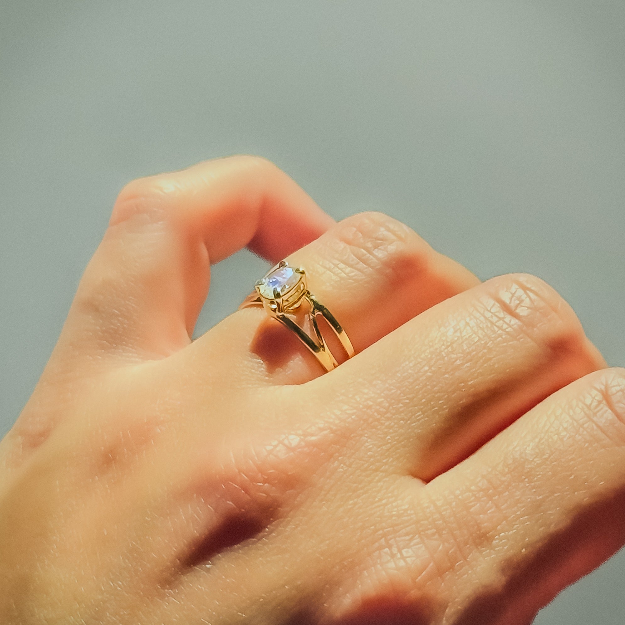 Moonstone Faceted Ring - Gold Plated