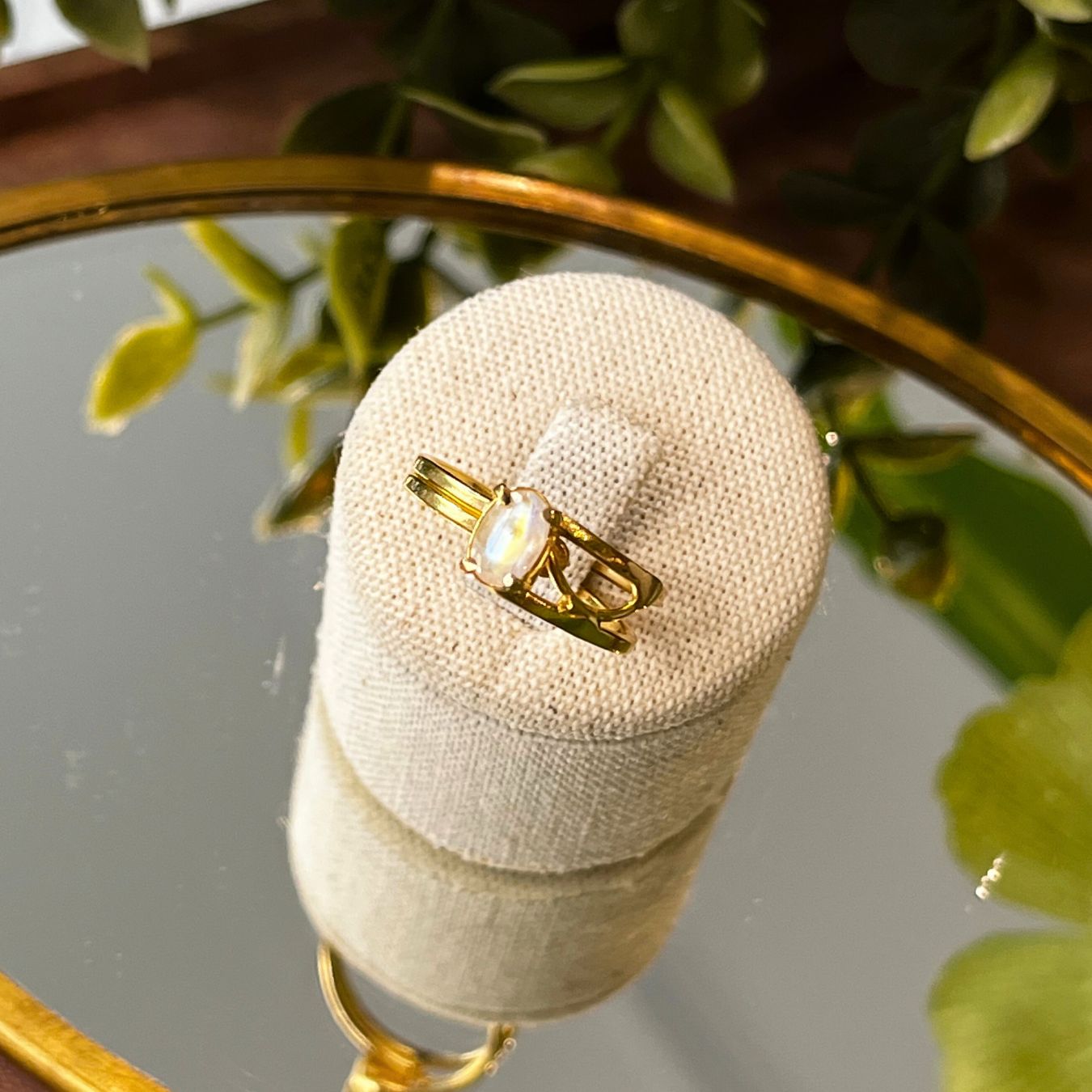 Moonstone Faceted Ring - Gold Plated