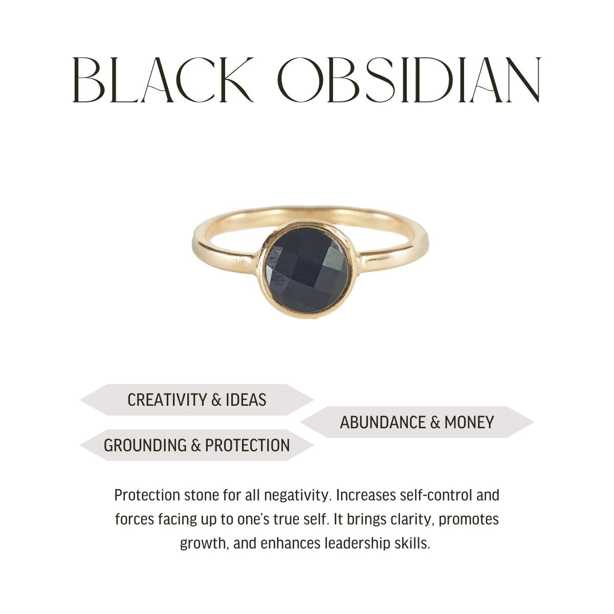 Black Obsidian - Briolette Ring - Gold Plated