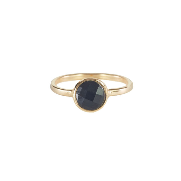 Black Obsidian - Briolette Ring - Gold Plated