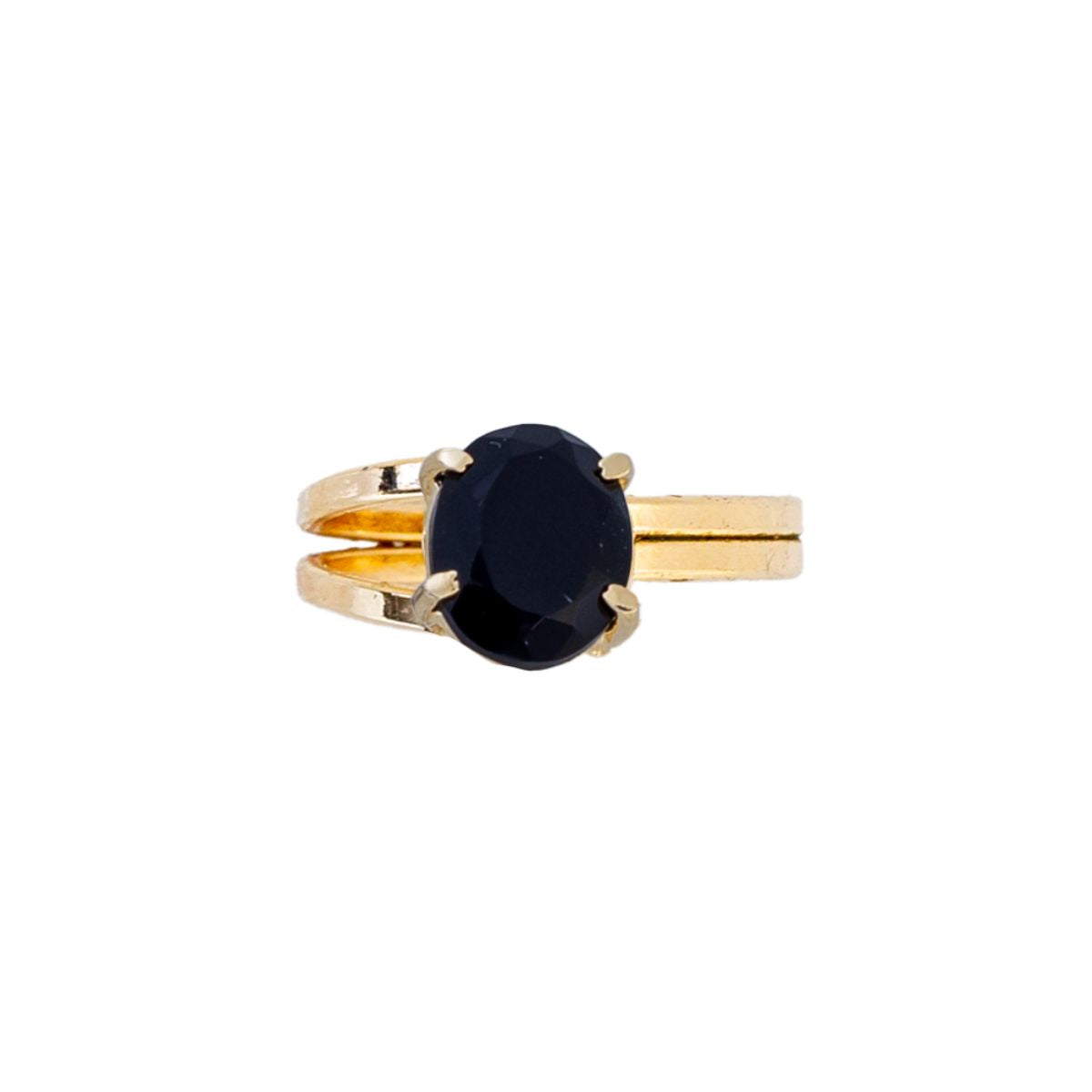 Black Obsidian - Royal Ring - Adjustable - Gold Plated