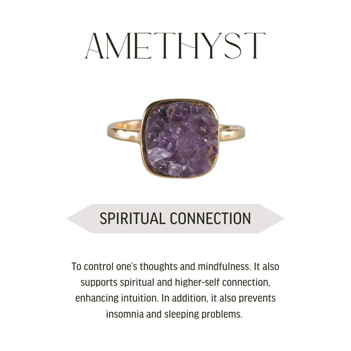 Raw Geode - Amethyst Ring - Gold Plated
