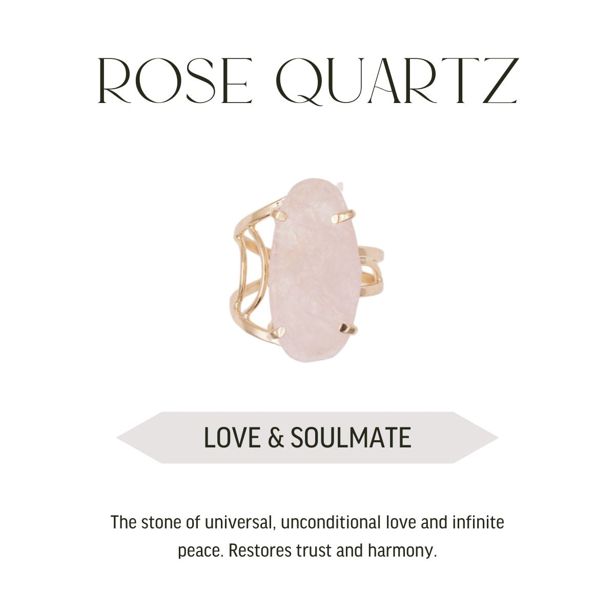 Rose Quartz - Love Is In The Air - Oval Ring - Gold Plated