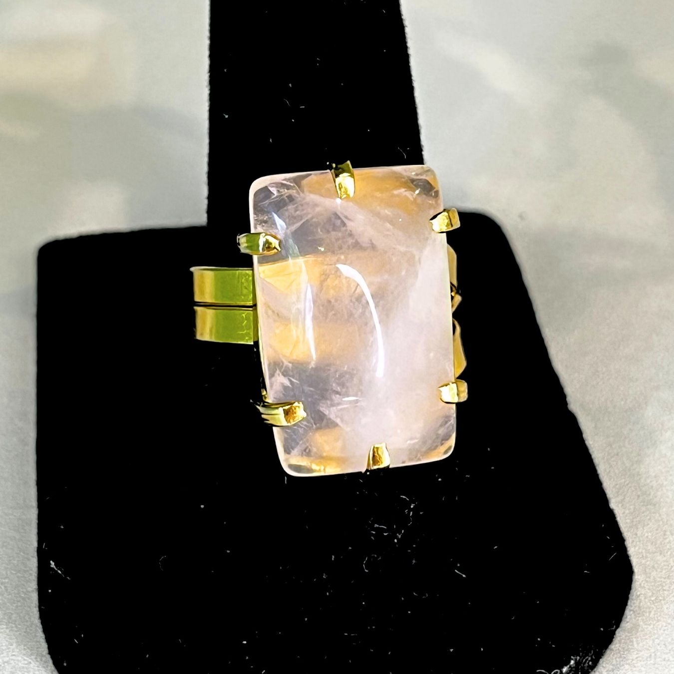 Various stones - Adjustable Cabochon Ring - Gold Plated