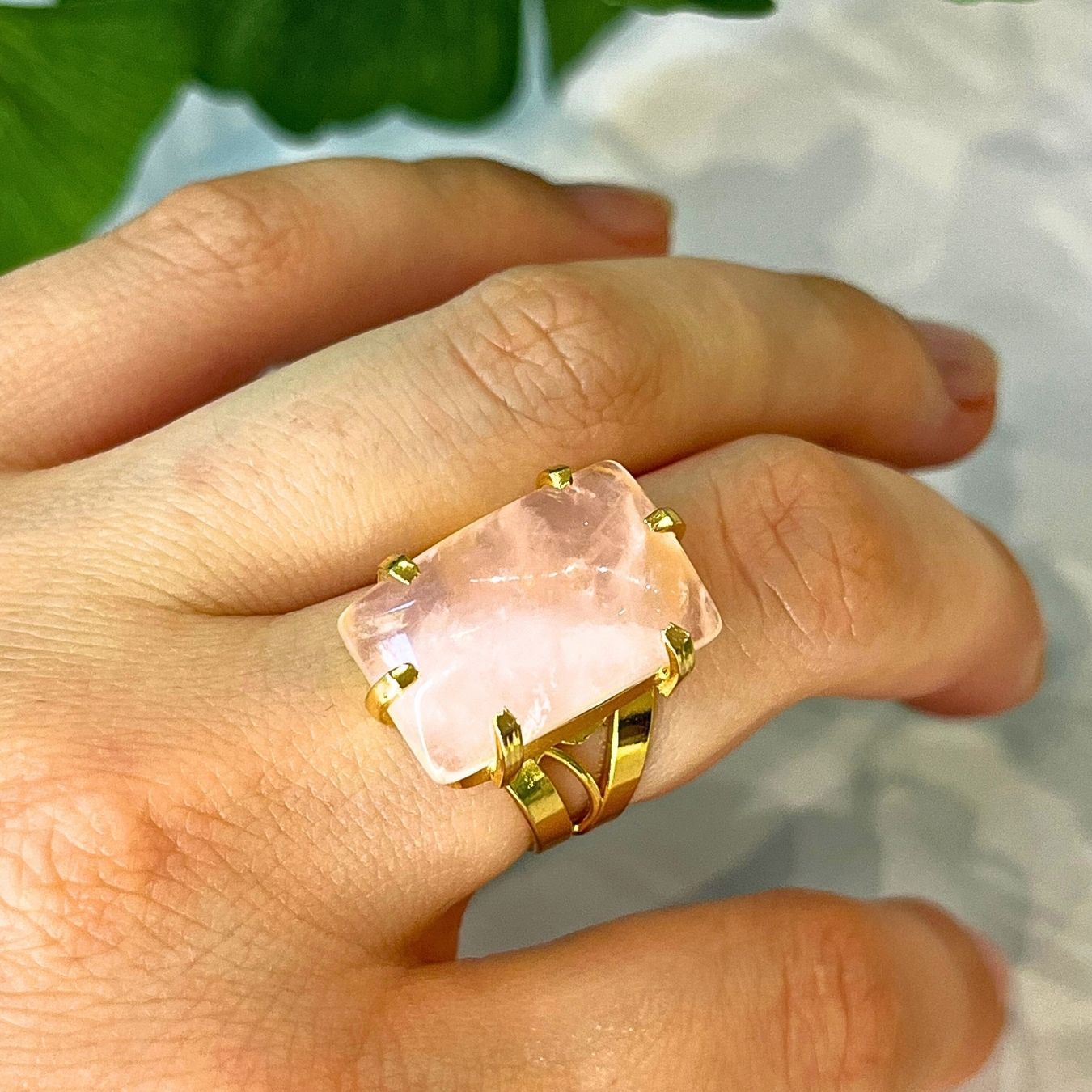Various stones - Adjustable Cabochon Ring - Gold Plated