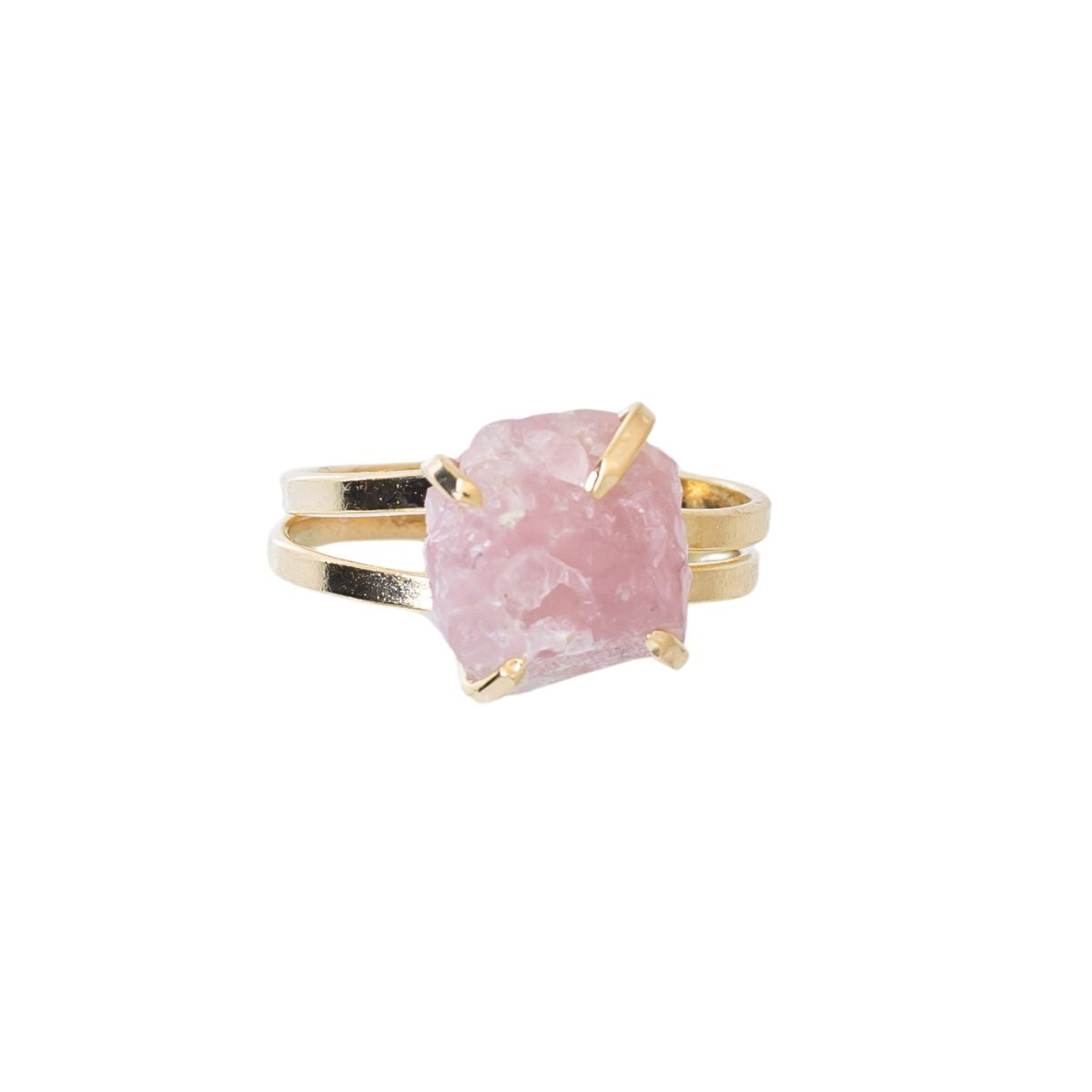 Small Rose Quartz - Lollipop Ring - Gold Plated