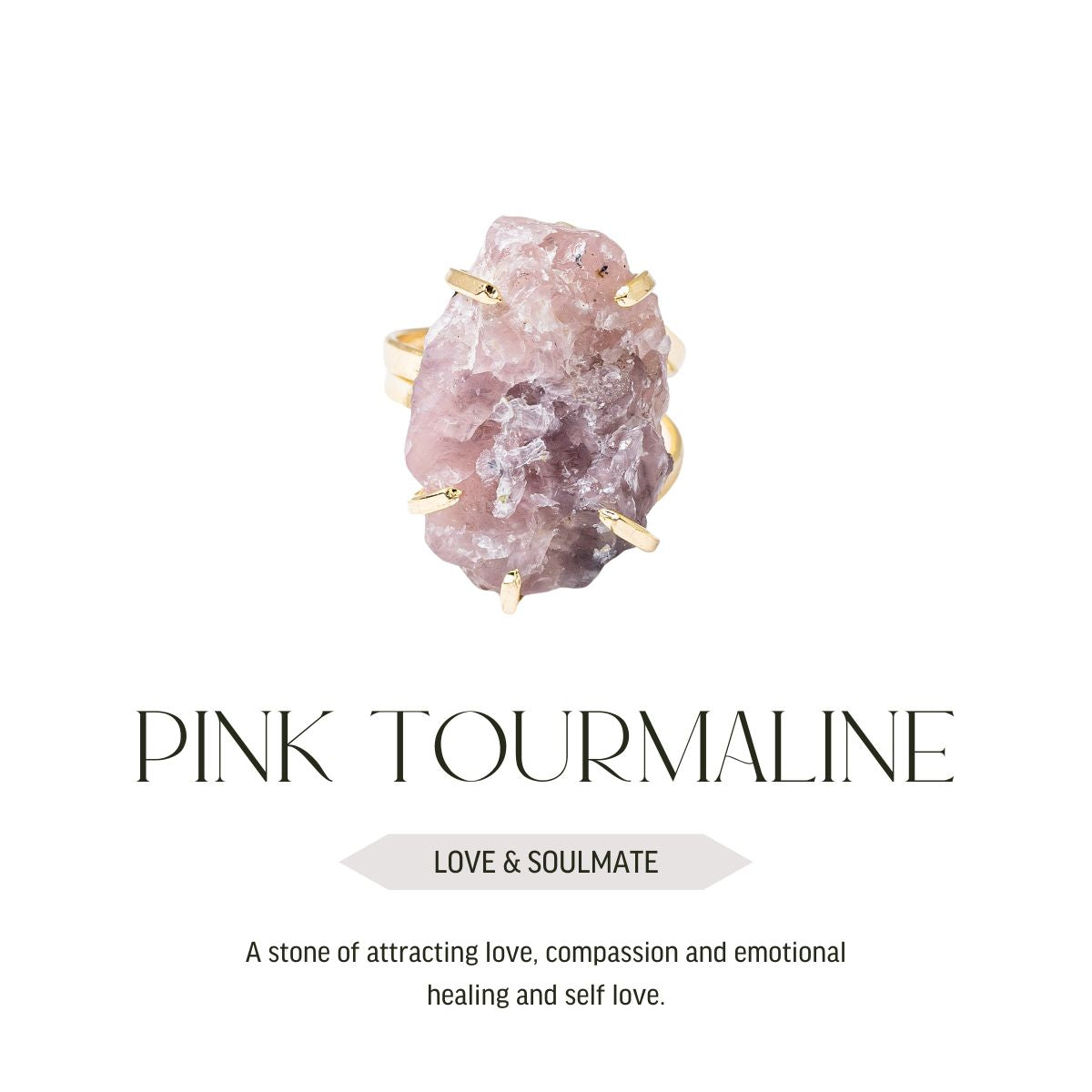 Big Pink Tourmaline - Lollipop Ring - Gold Plated