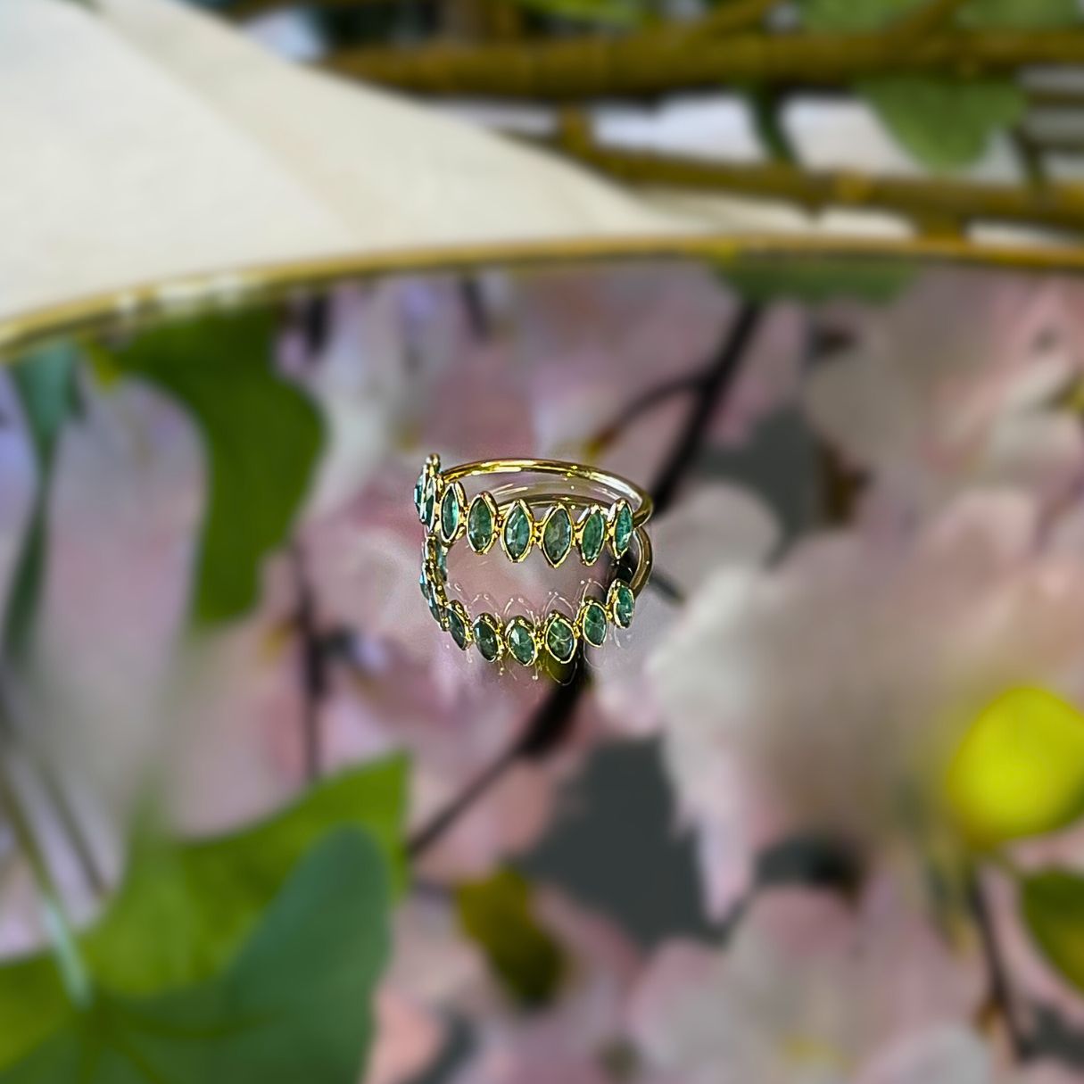 14k Solid Gold Emerald Ring - Points of Wisdom