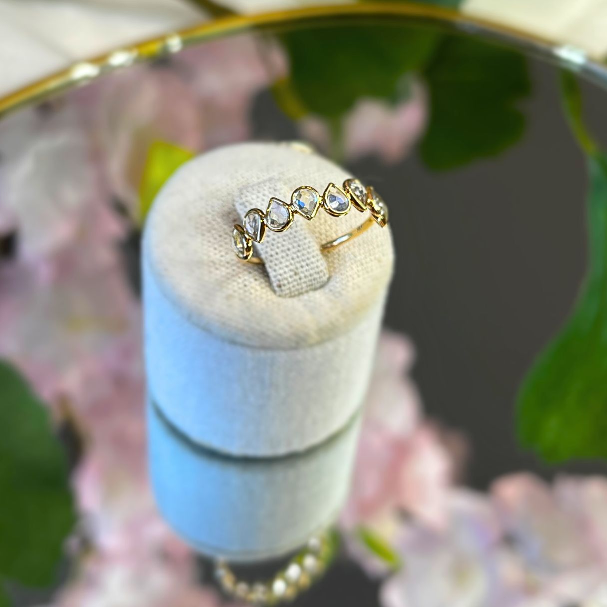 14k Solid Gold Moonstone Ring - Moonlit Petals