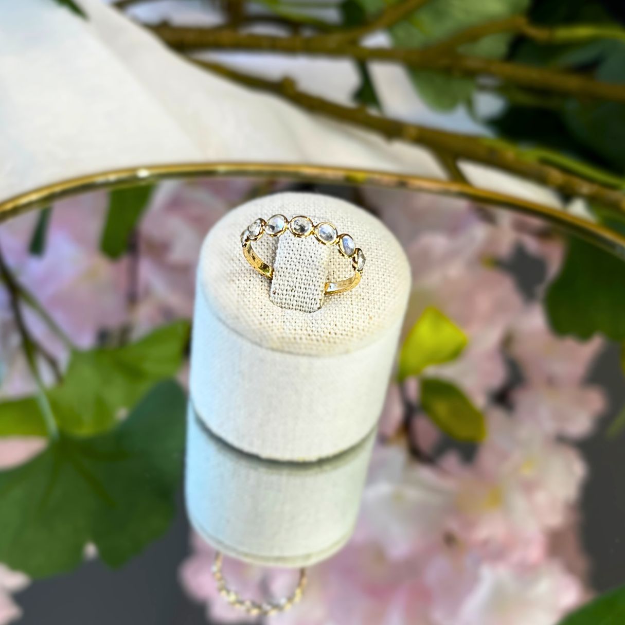 14k Solid Gold Moonstone & Diamonds Ring - Moonlit Treasure