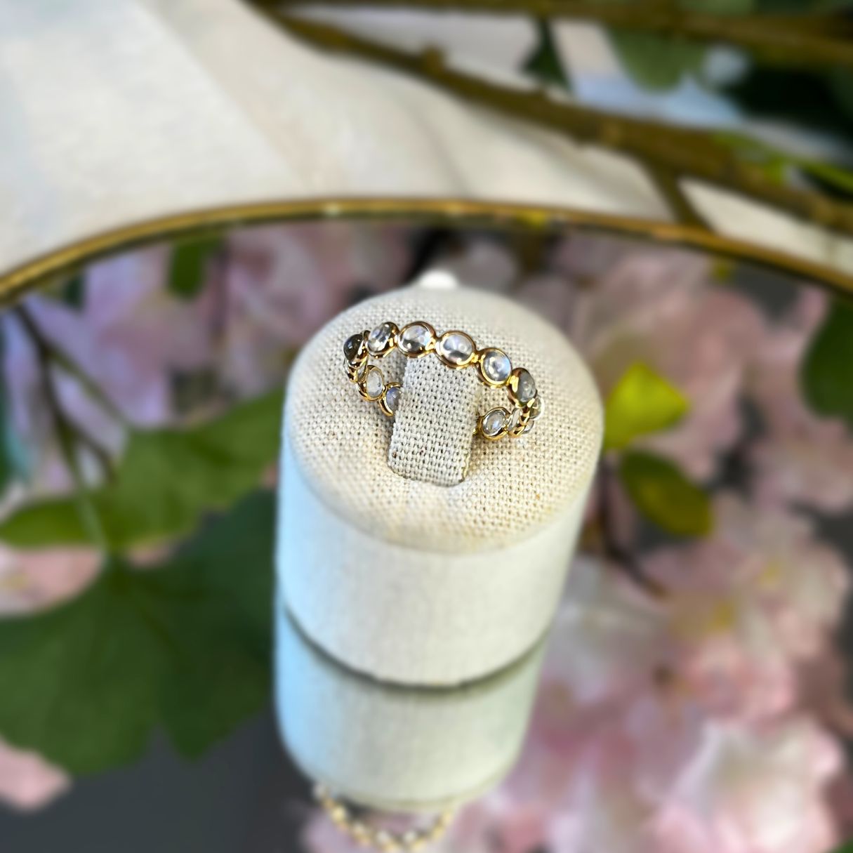 14k Solid Gold Moonstone Ring - Moonlight Circle