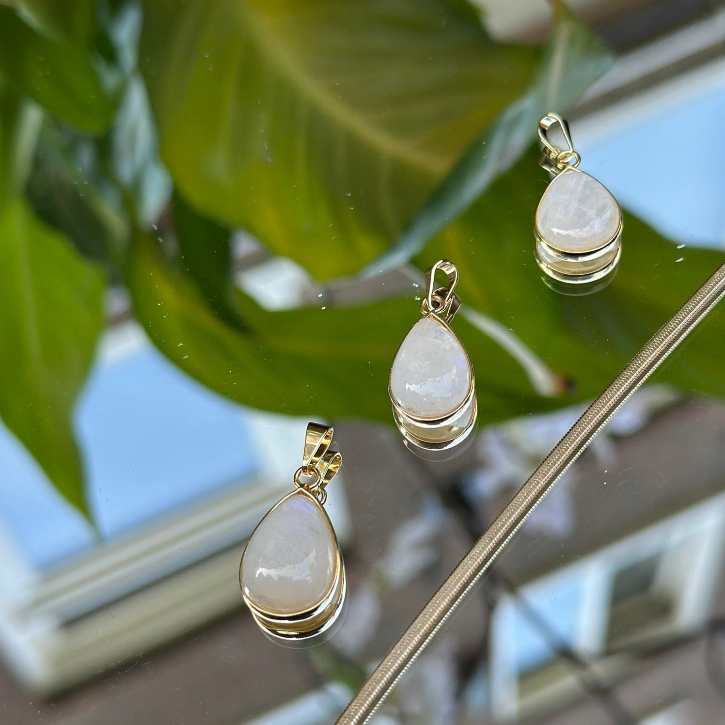 Medium Tear Drop Moonstone Pendant - Gold Plated