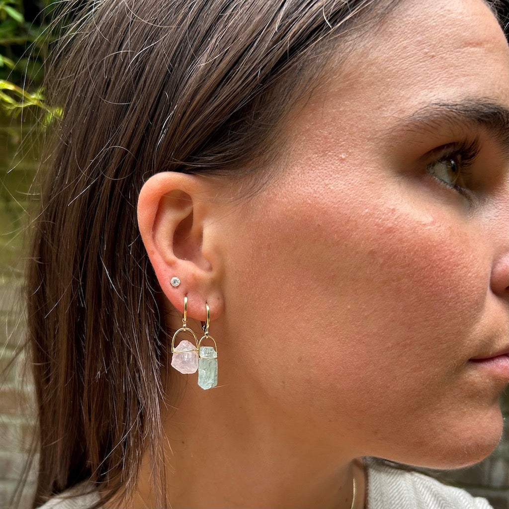 Clear Quartz - Hoops Lollipop - Gold Plated