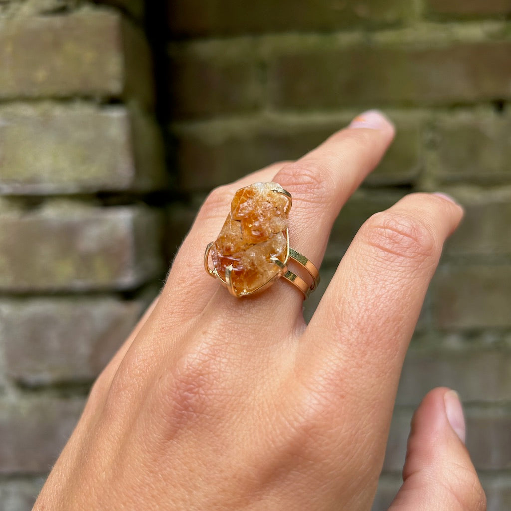 Big Amethyst - Lollipop Ring - Gold Plated