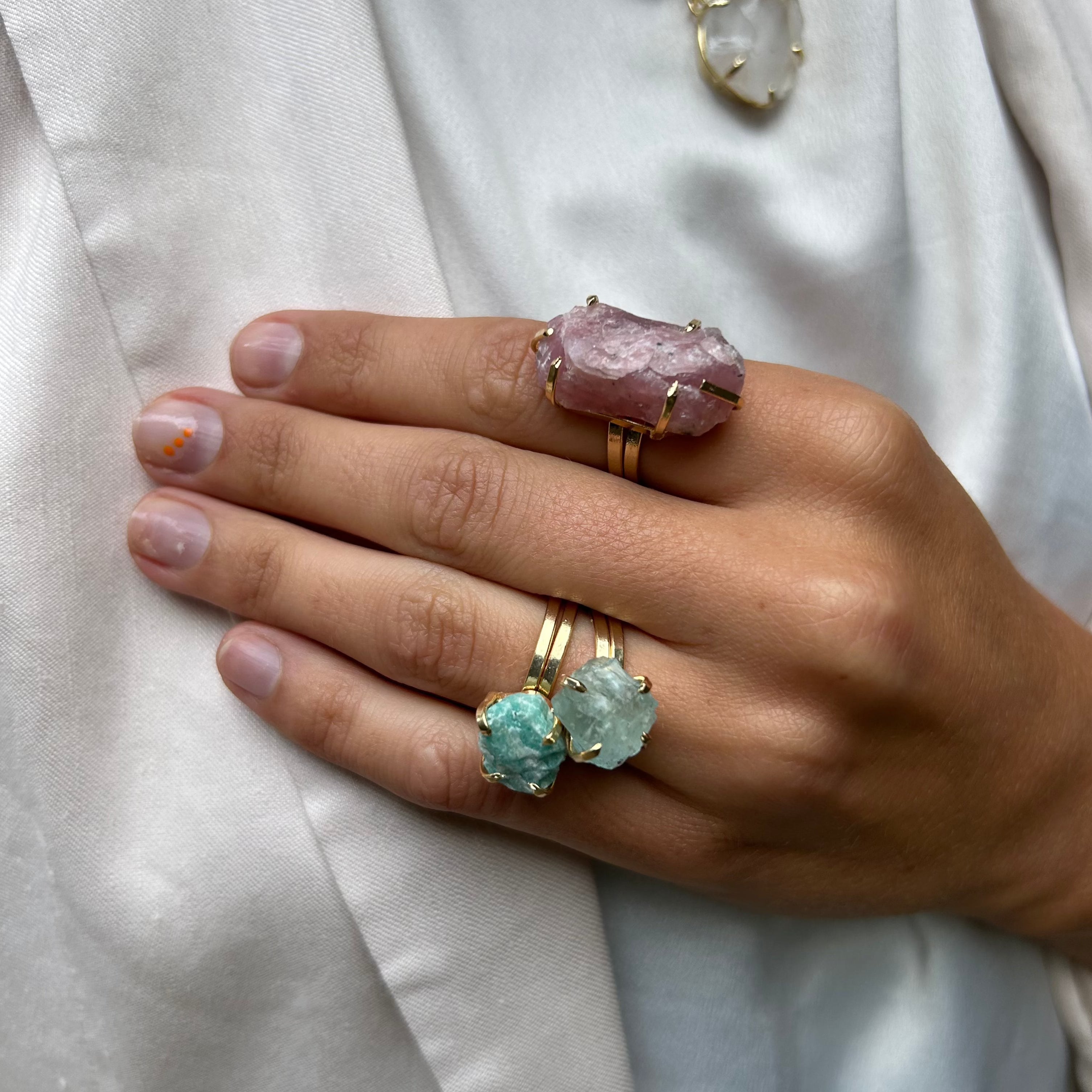 Small Amazonite - Lollipop Ring - Gold Plated