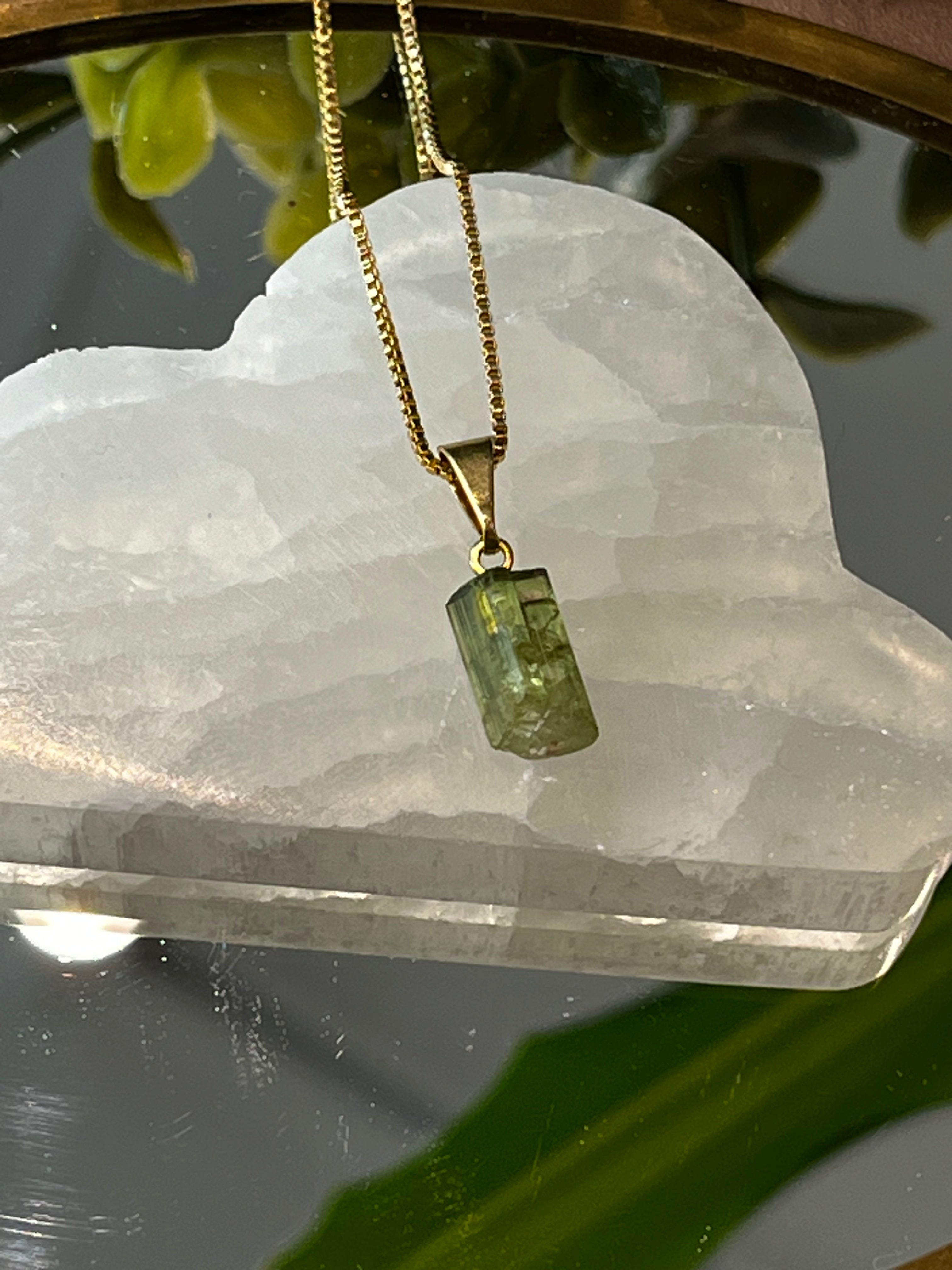 Green Tourmaline - Northern Lights - Necklace - Gold Plated