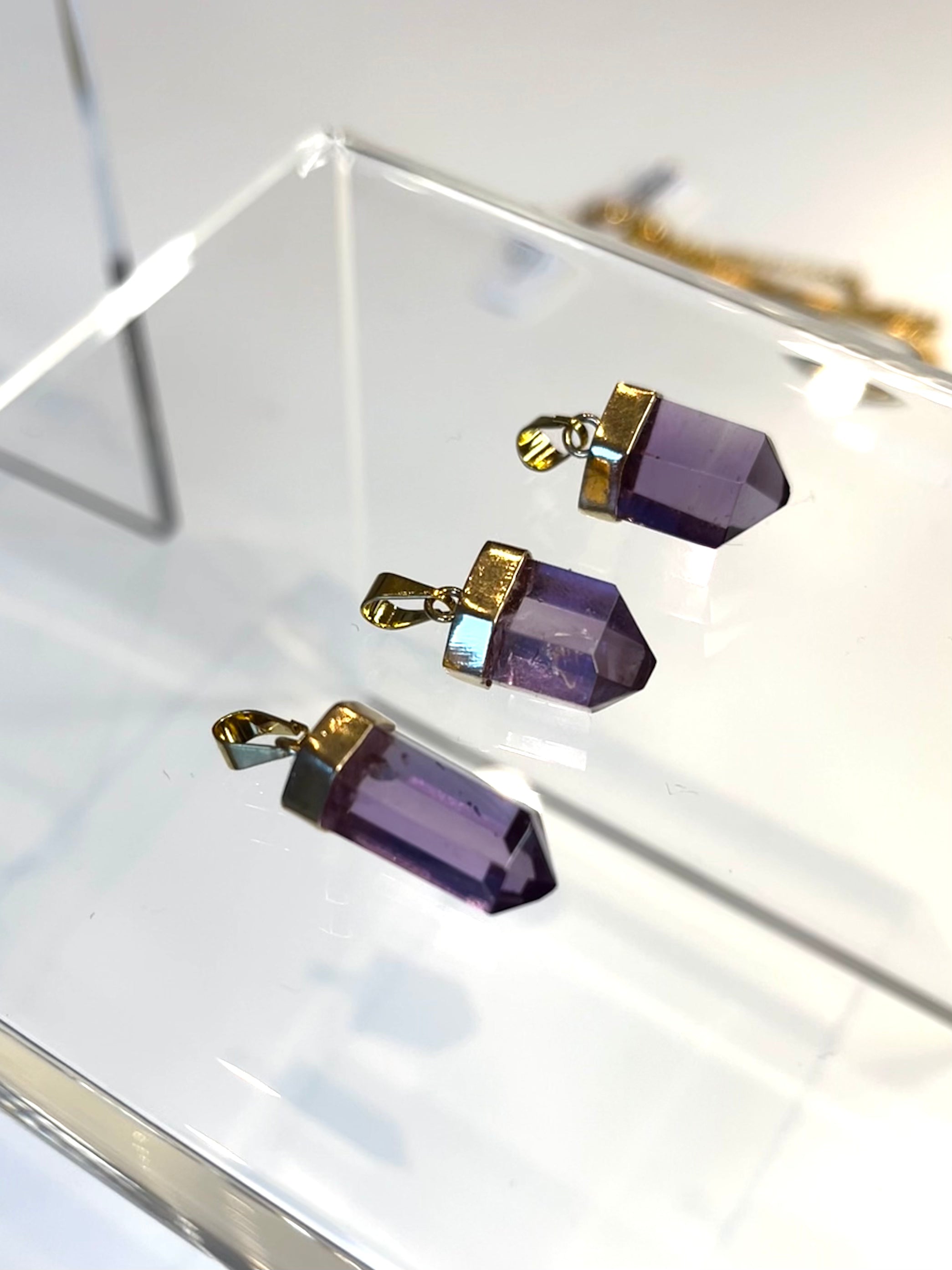 Amethist hanger - Verguld