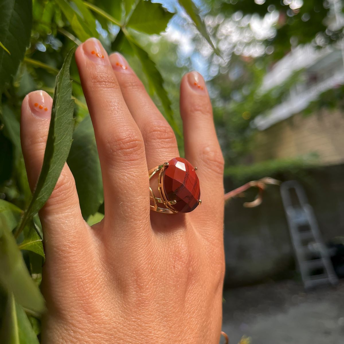Red Jasper Ring - Gold Plated