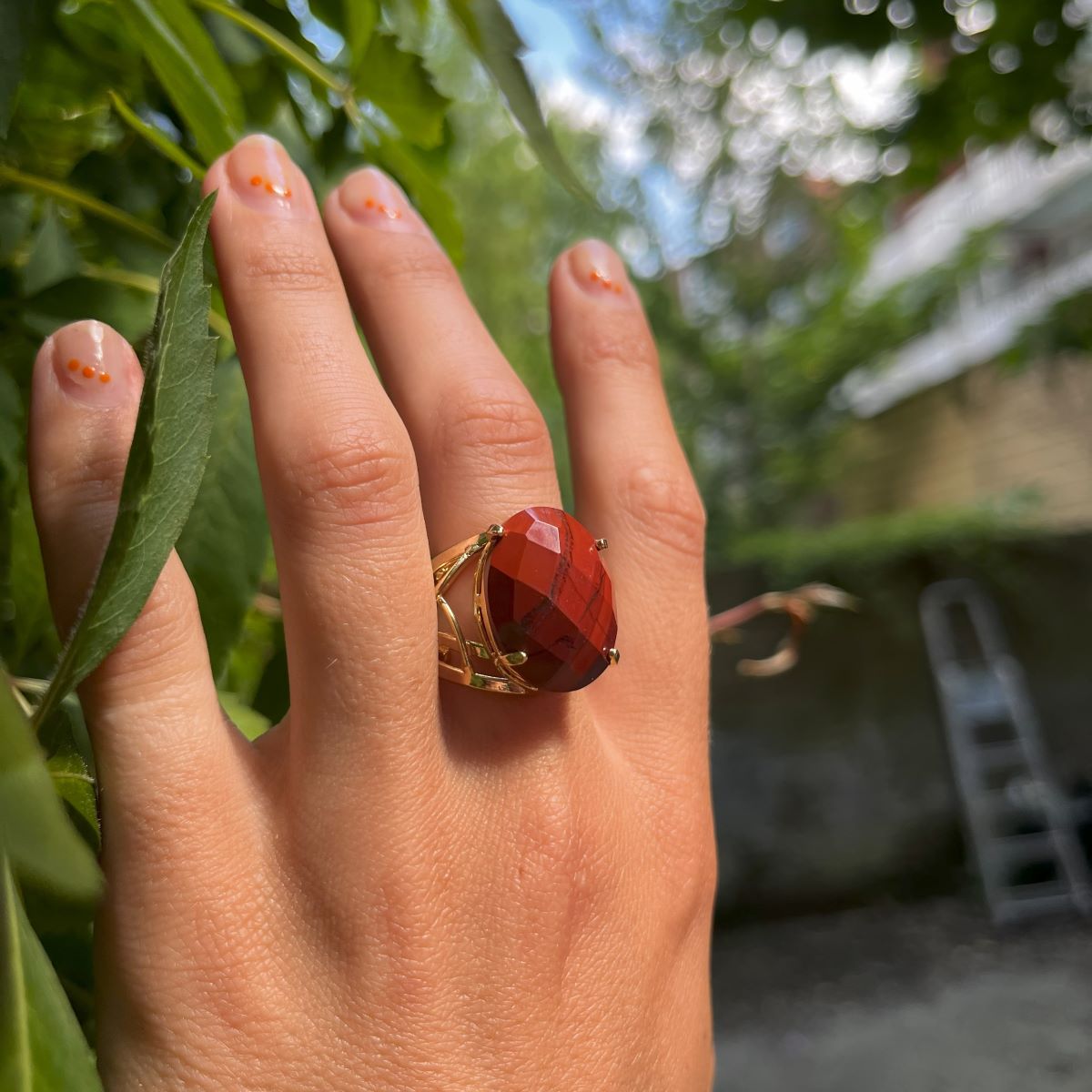 Red Jasper Ring - Gold Plated