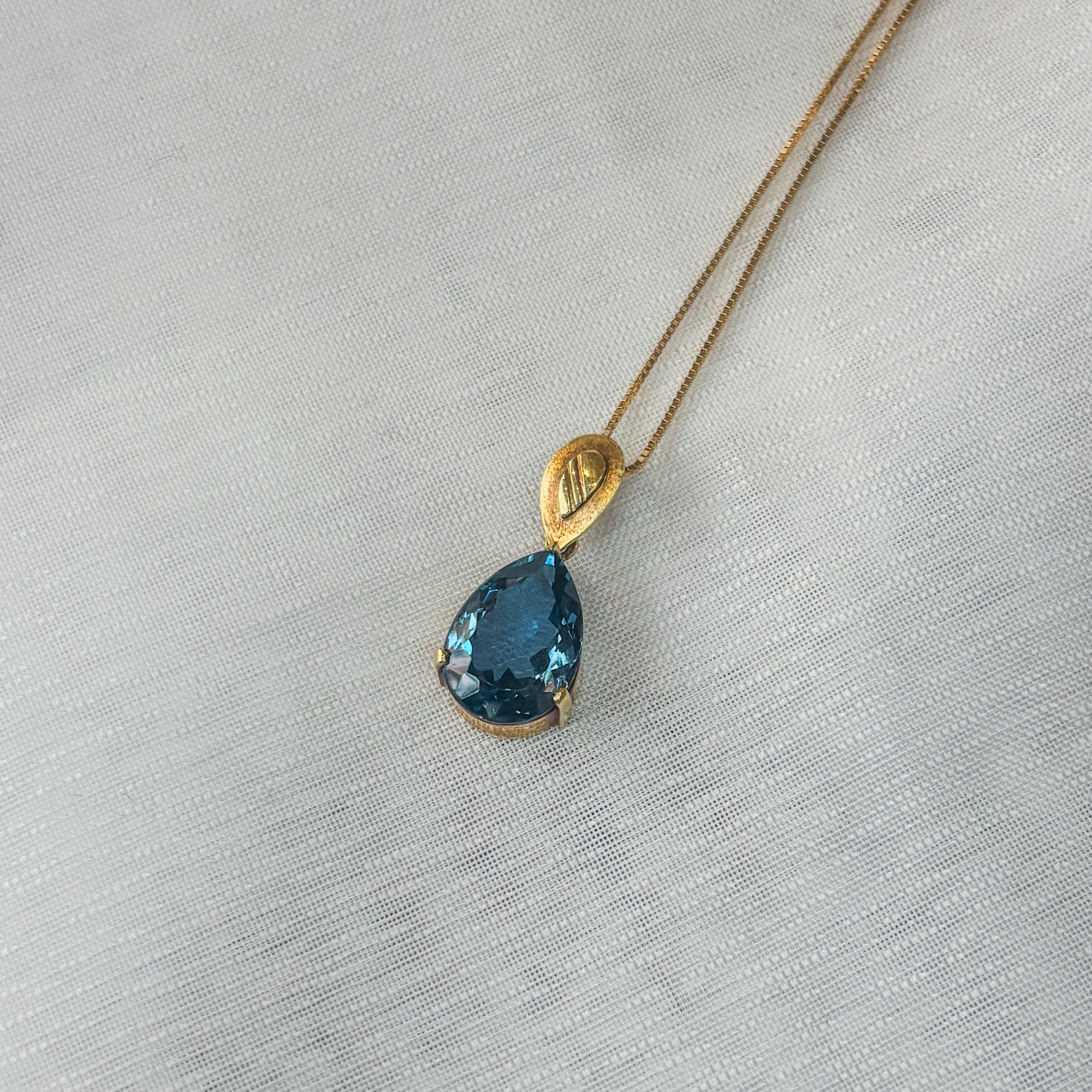 London Blue Topaz Drop PendantGold 18k