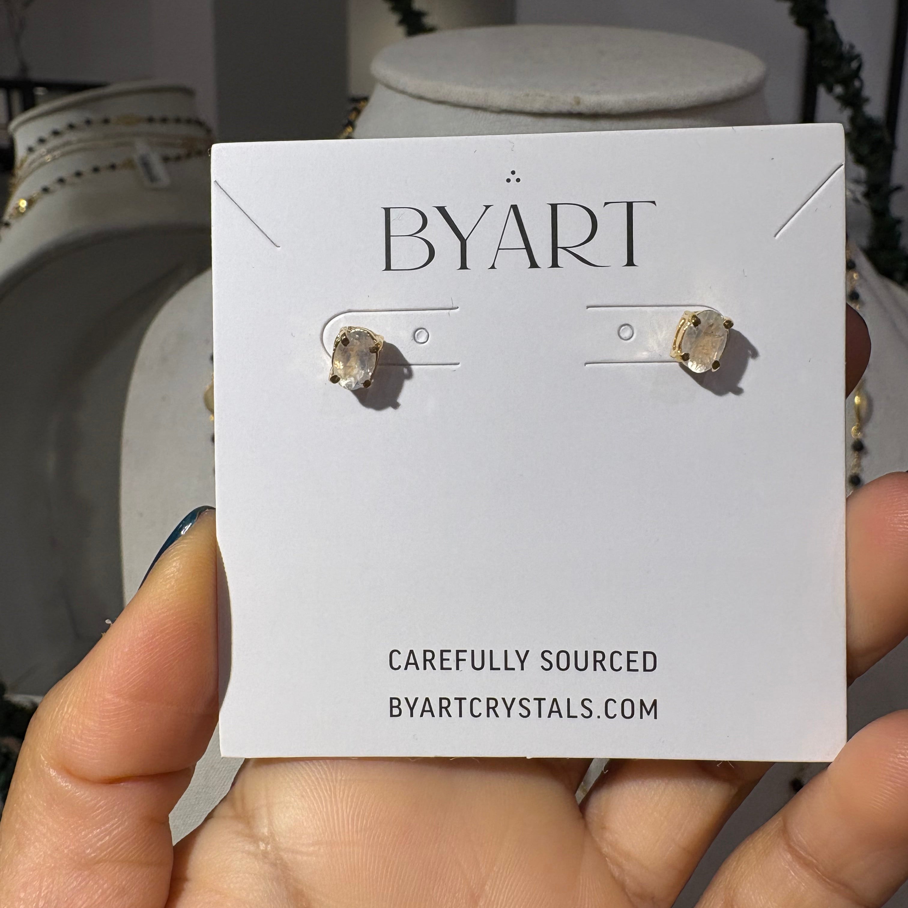 Moonstone Faceted earings Gold Plated