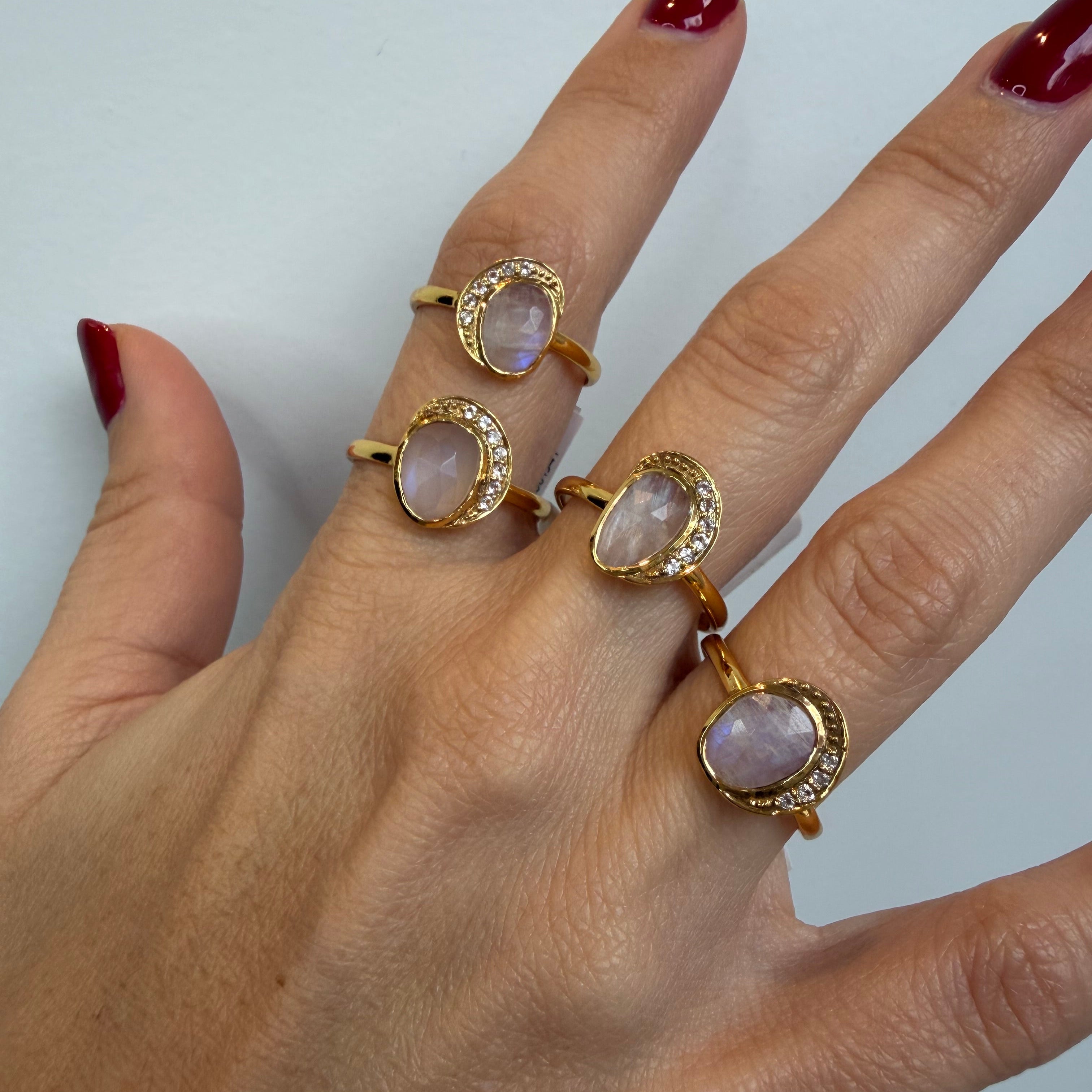 Moonstone and White Topaz - Ring