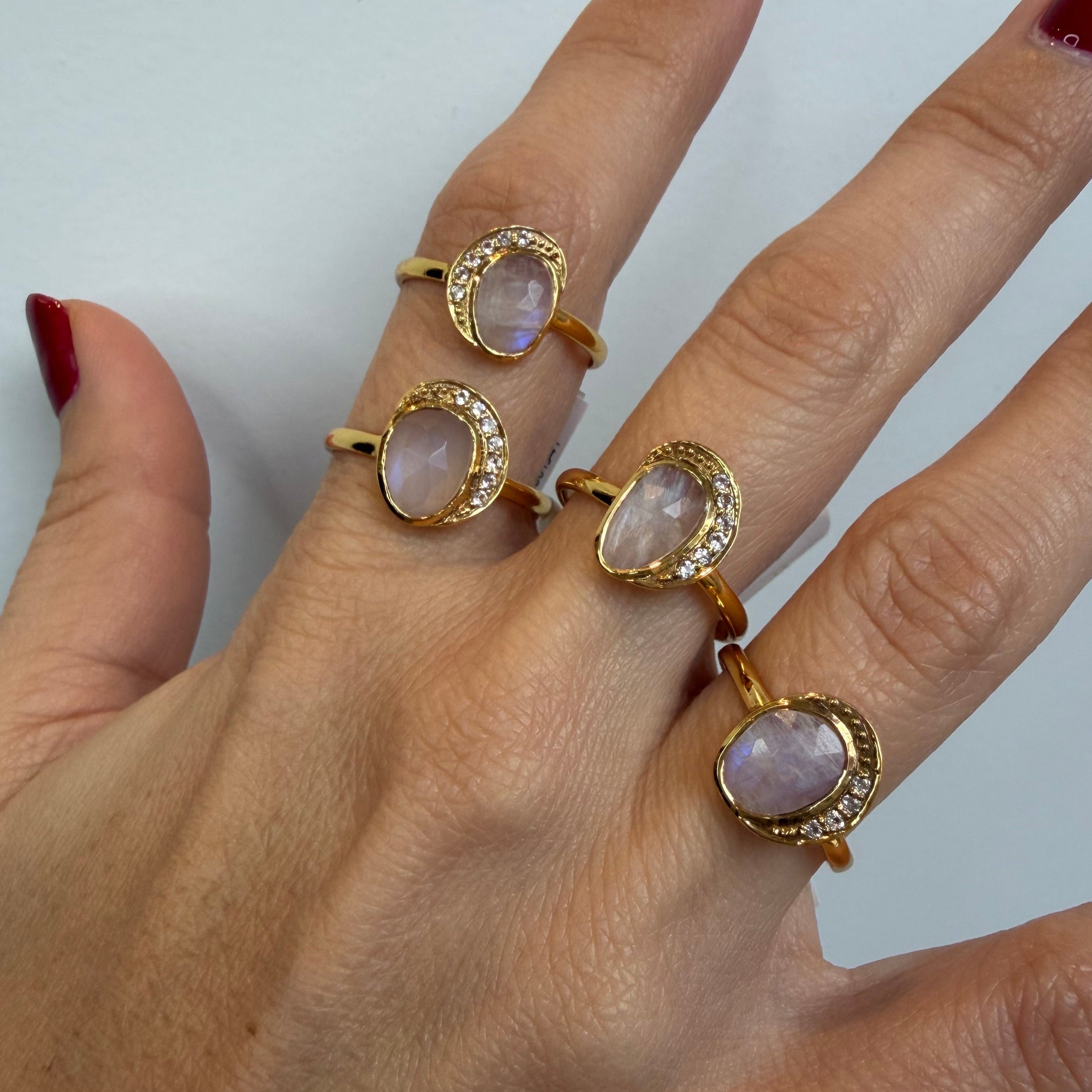 Moonstone and White Topaz - Ring