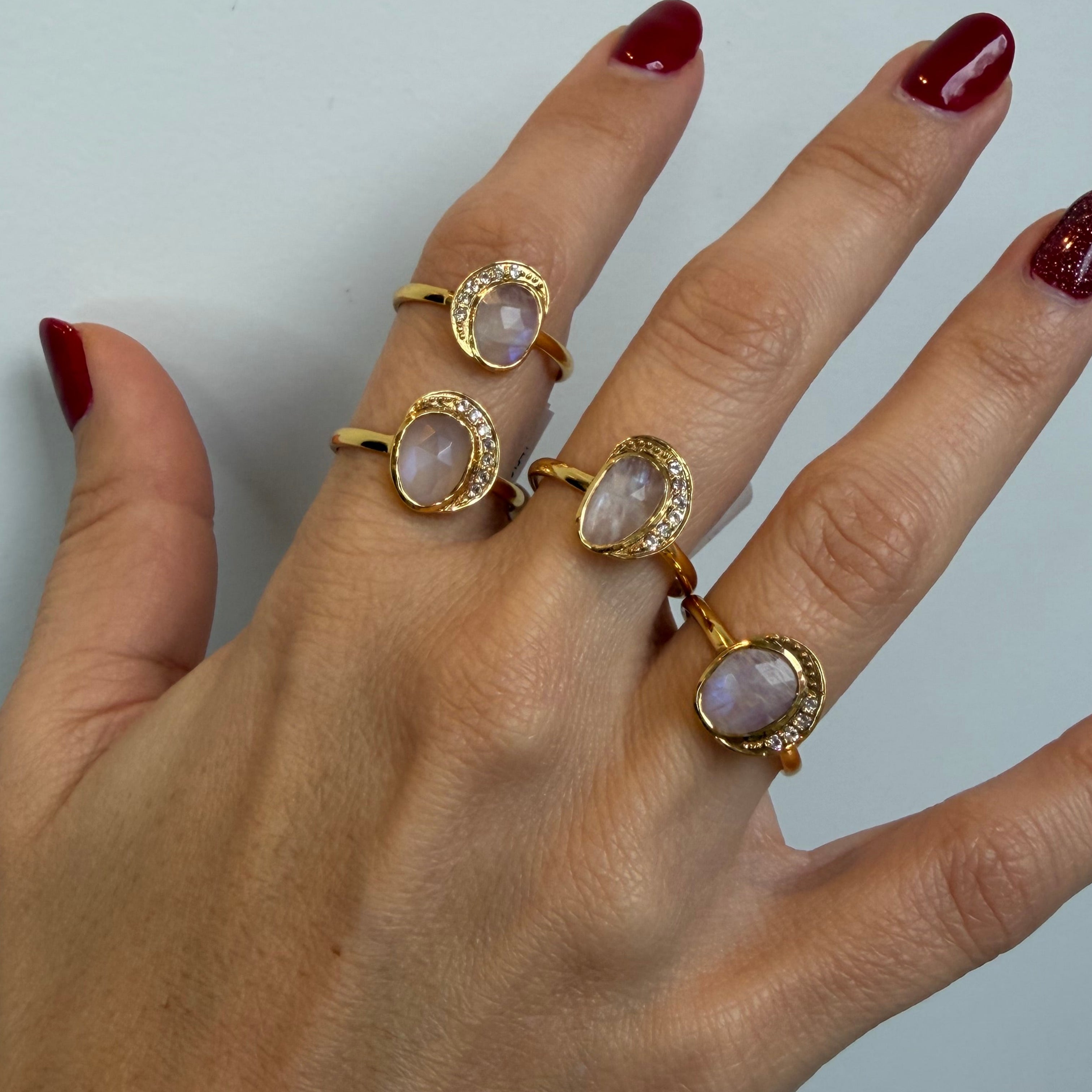 Moonstone and White Topaz - Ring