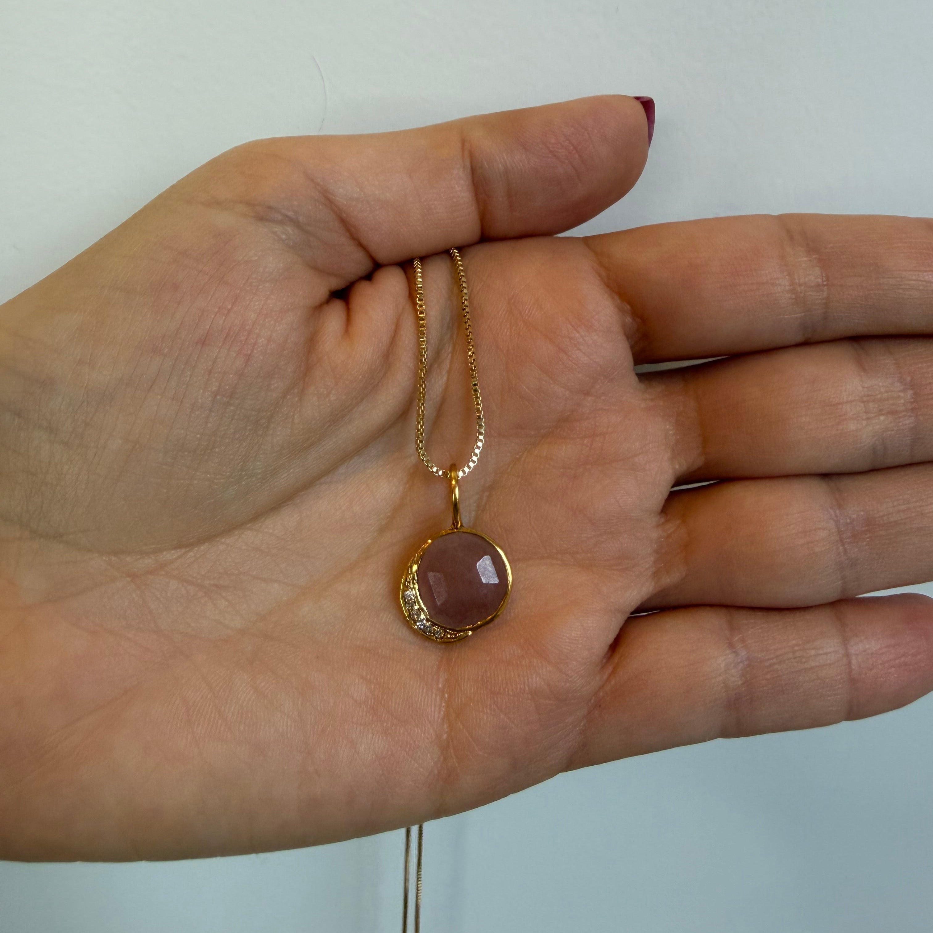 Pink Sapphire & Diamond - Cosmic Harmony Pendant - Gold Plated - Mystic Star