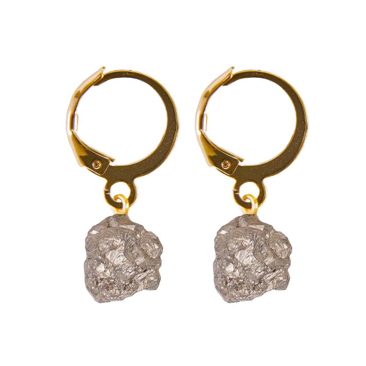 Pyrite - Raw Hoop Earrings - Gold Plated