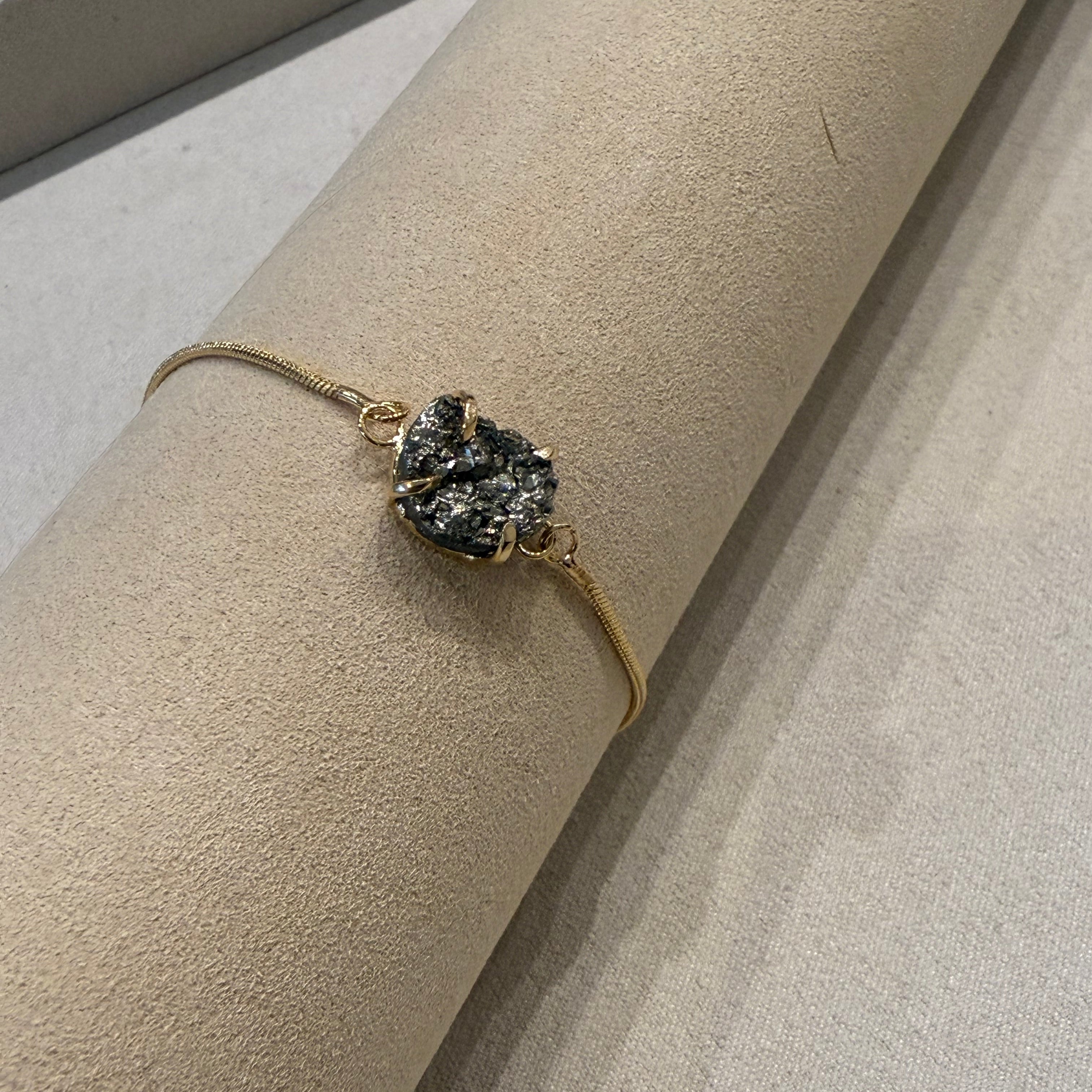 Pyrite Adjustable Bracelet - Gold Plated