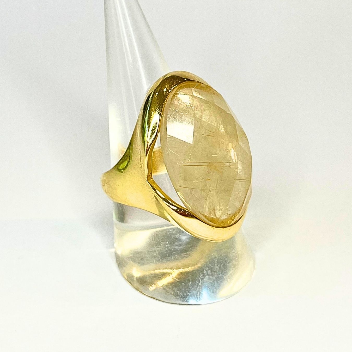 Big Rutilated Quartz Ring - Gold Plated