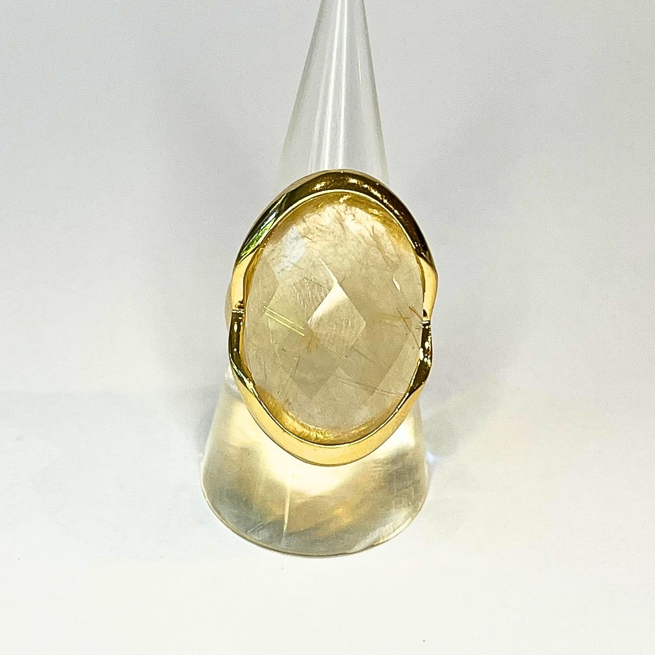 Big Rutilated Quartz Ring - Gold Plated