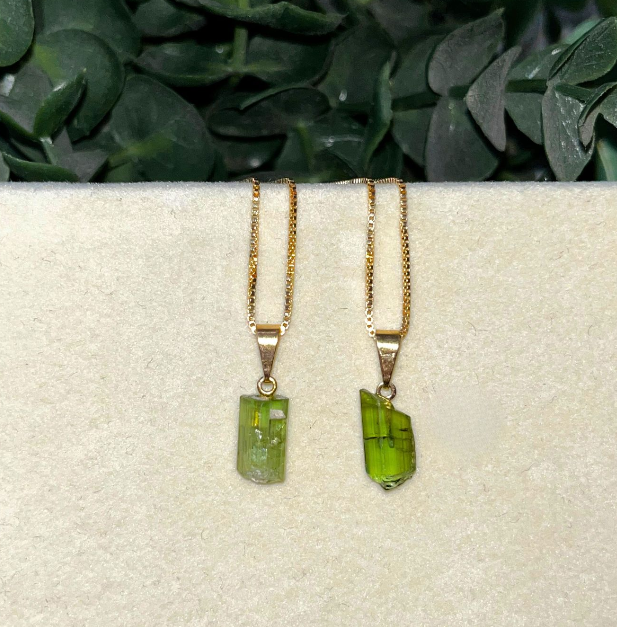 Green Tourmaline Pendant - Gold Plated