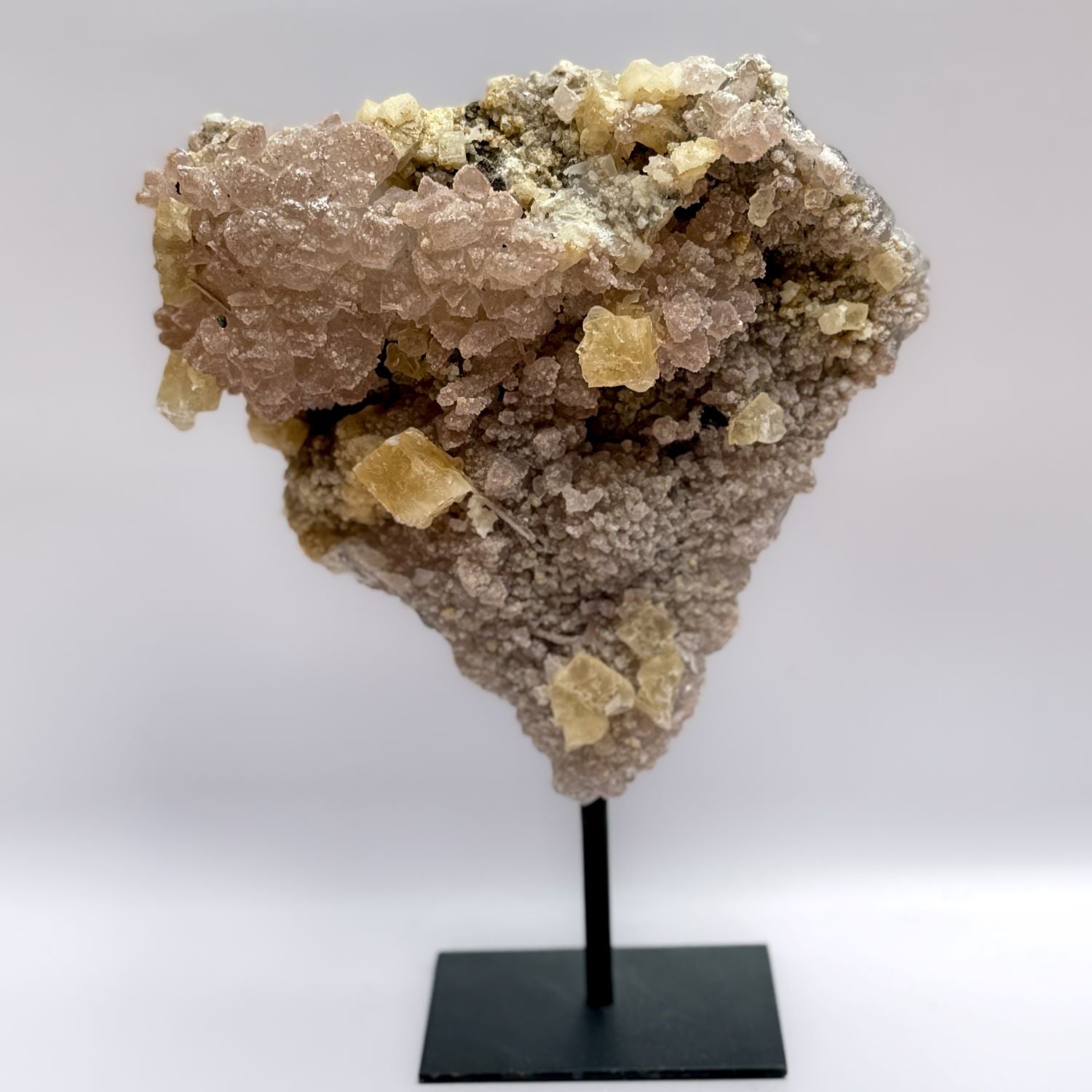 Pink Flower of Amethyst with Yellow Calcite - Crystals