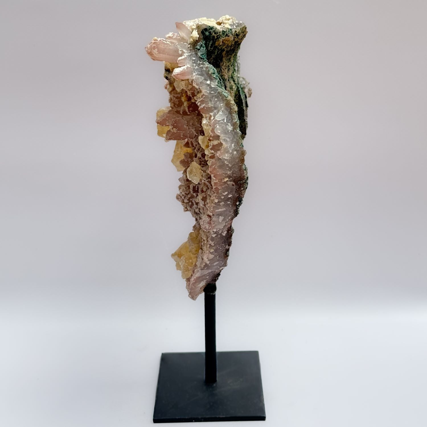 Pink Flower of Amethyst with Yellow Calcite - Crystals