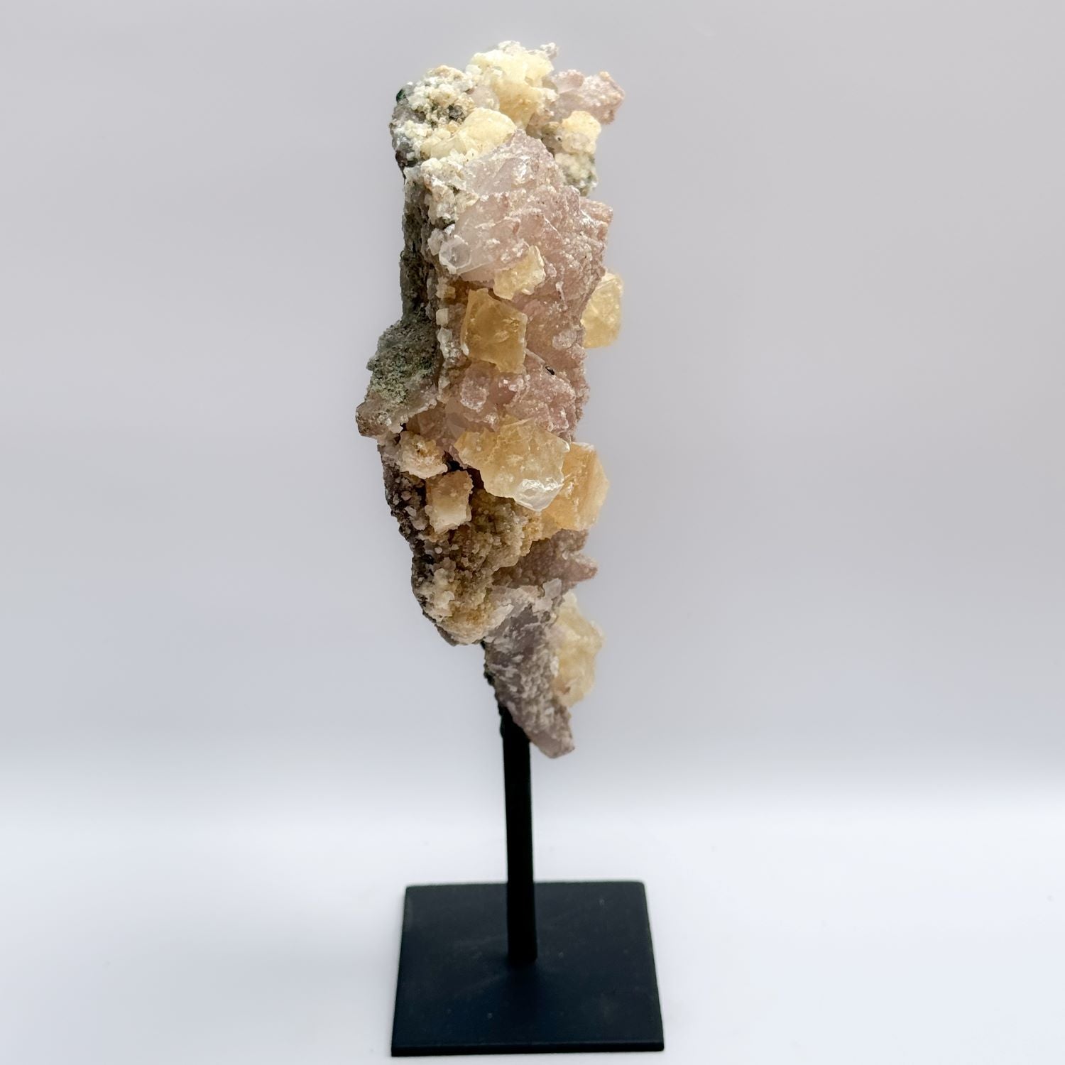 Pink Flower of Amethyst with Yellow Calcite - Crystals