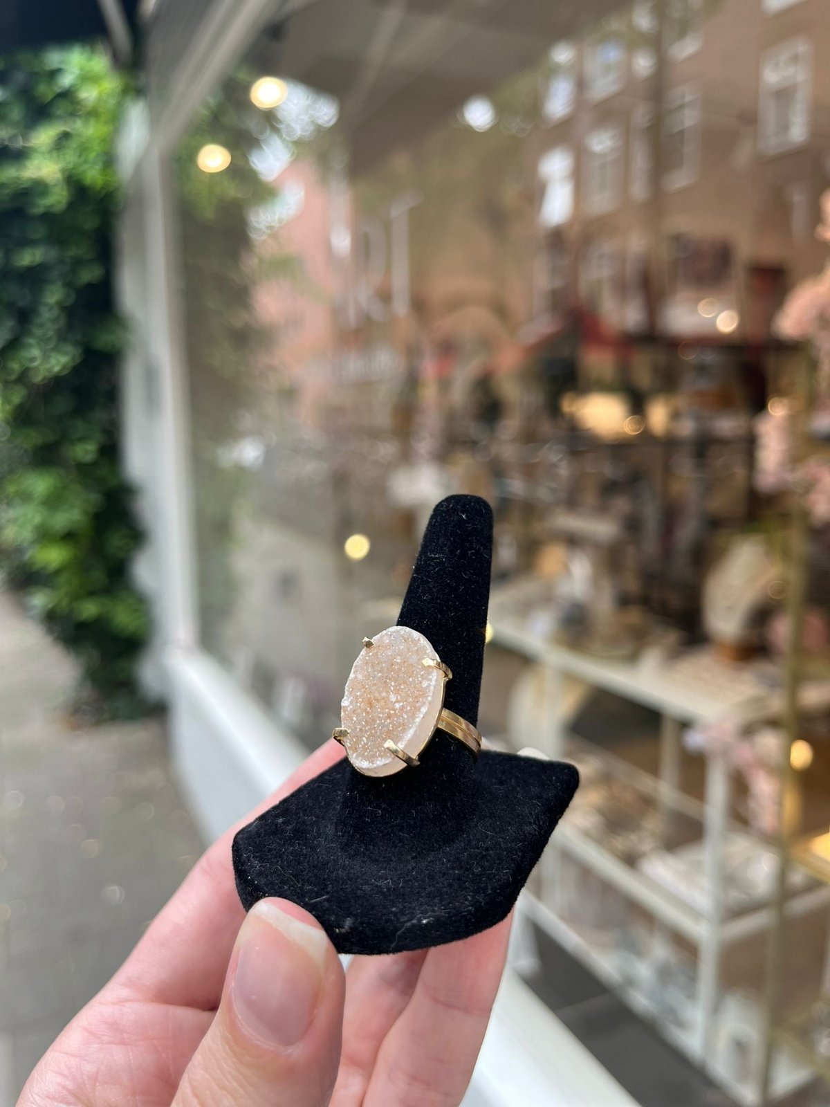 Amethyst - Round Druzy Ring - Gold Plated
