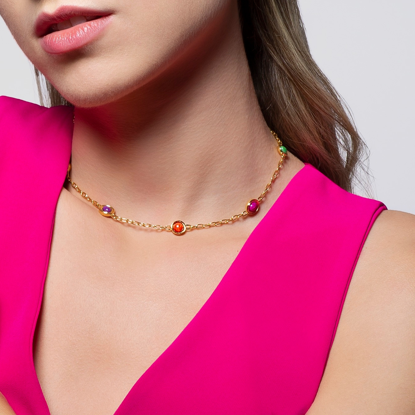 Rainbow Bliss Howlite Necklace - Gold Plated