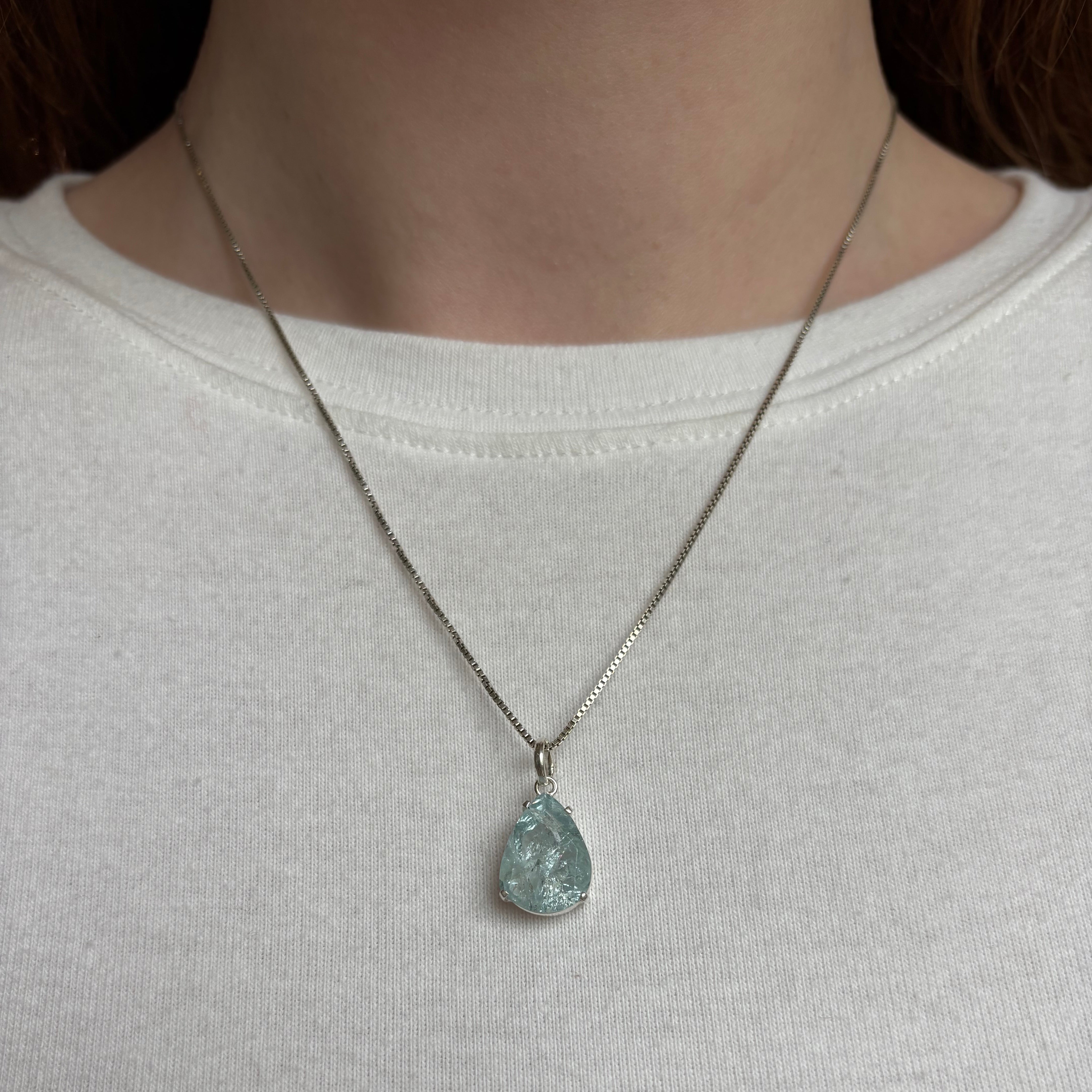 pendant silver aquamarine