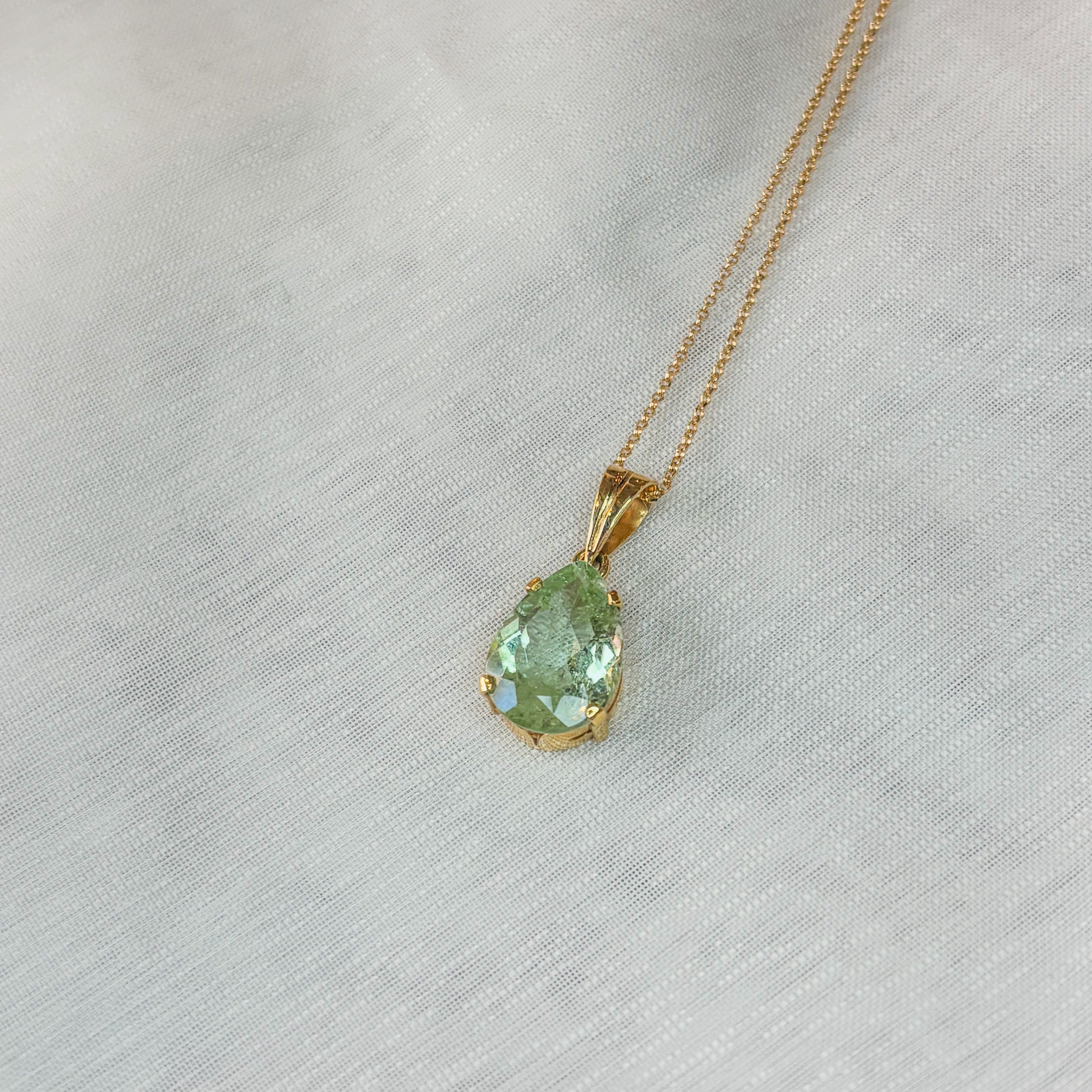 green tourmaline drop pendant