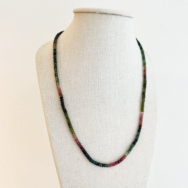Watermelon Tourmaline Necklace - Sterling Silver