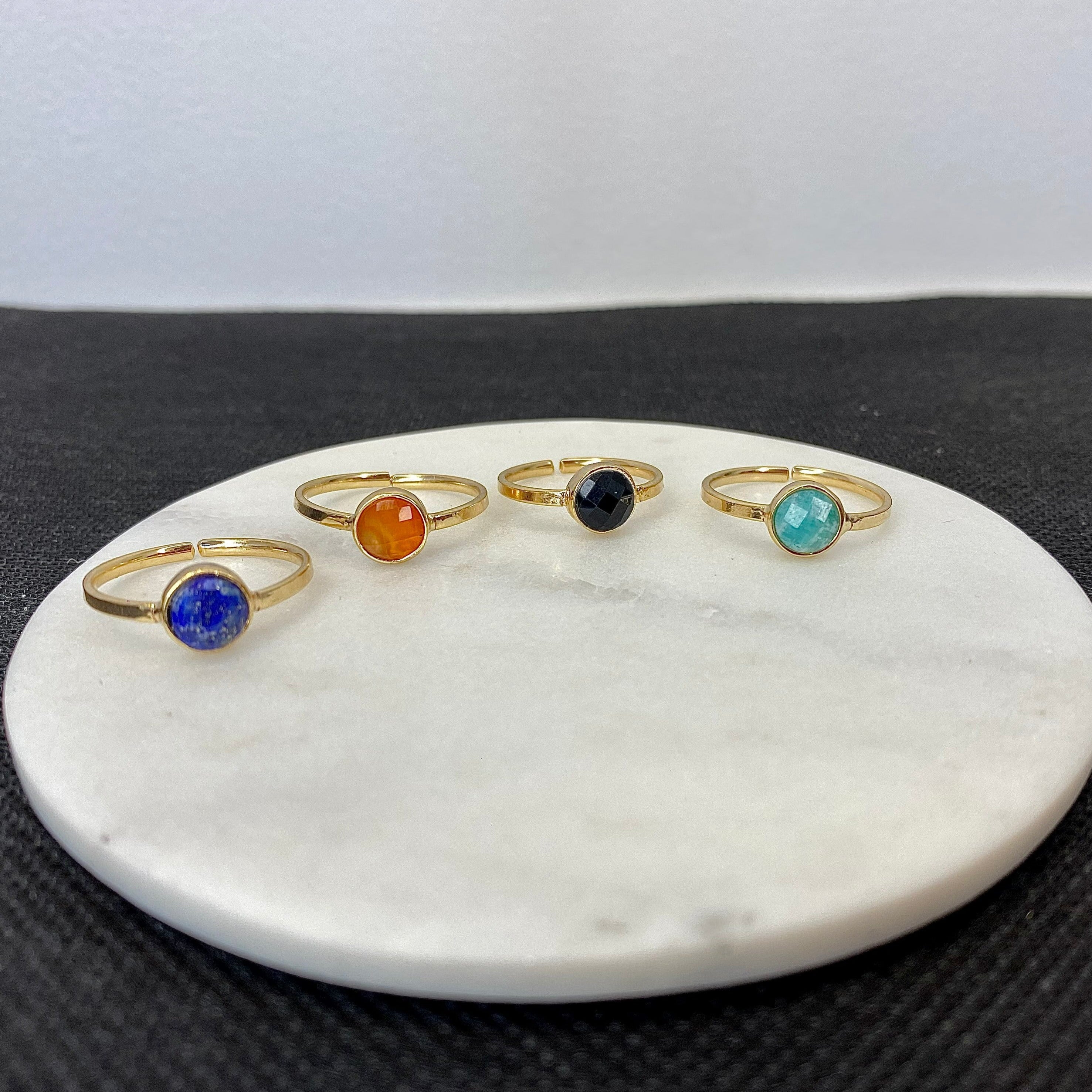 Orange Agate - Briolette Ring - Gold Plated