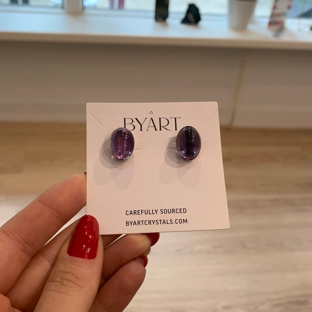 Amethist cabuchon oorbellen - sterling zilver